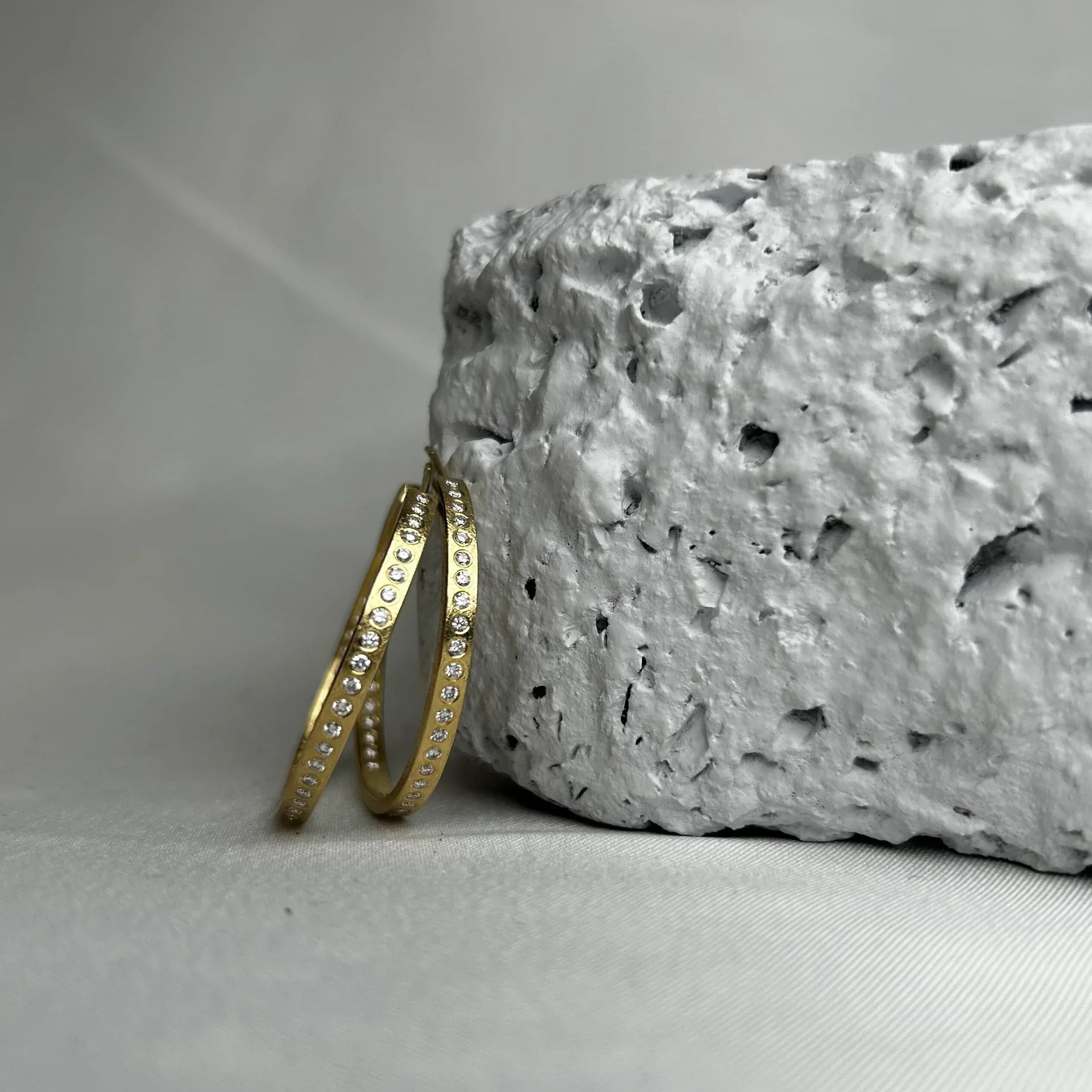 18 karat Yellow Gold and Diamond Hoop Earrings