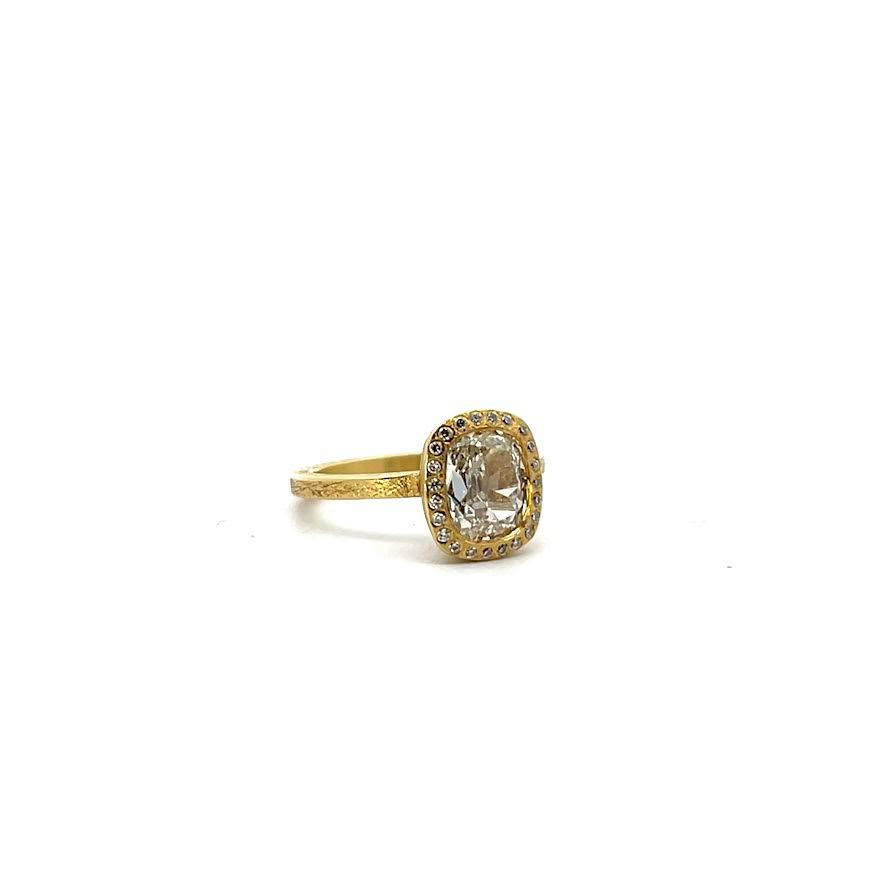 1.5 Cushion Cut Bezel Set Diamond Ring