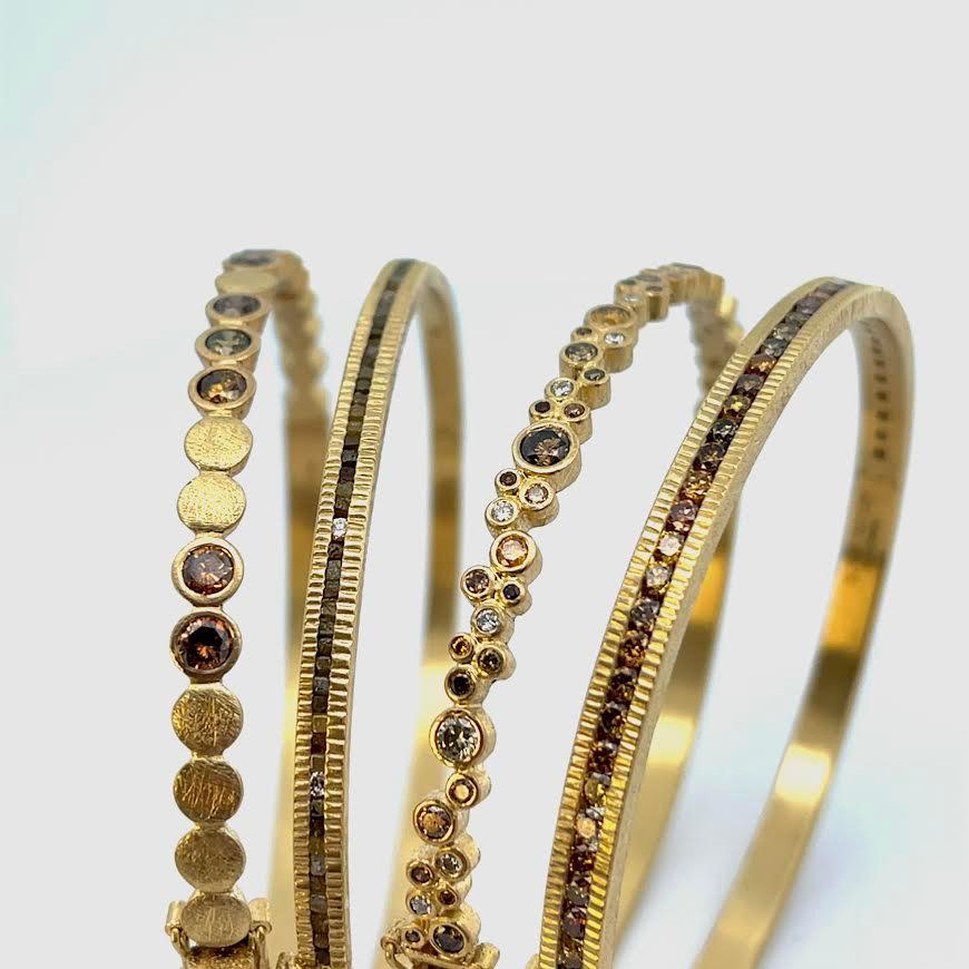 2mm Autumn Brilliant Diamond Hinged Gold Cuff