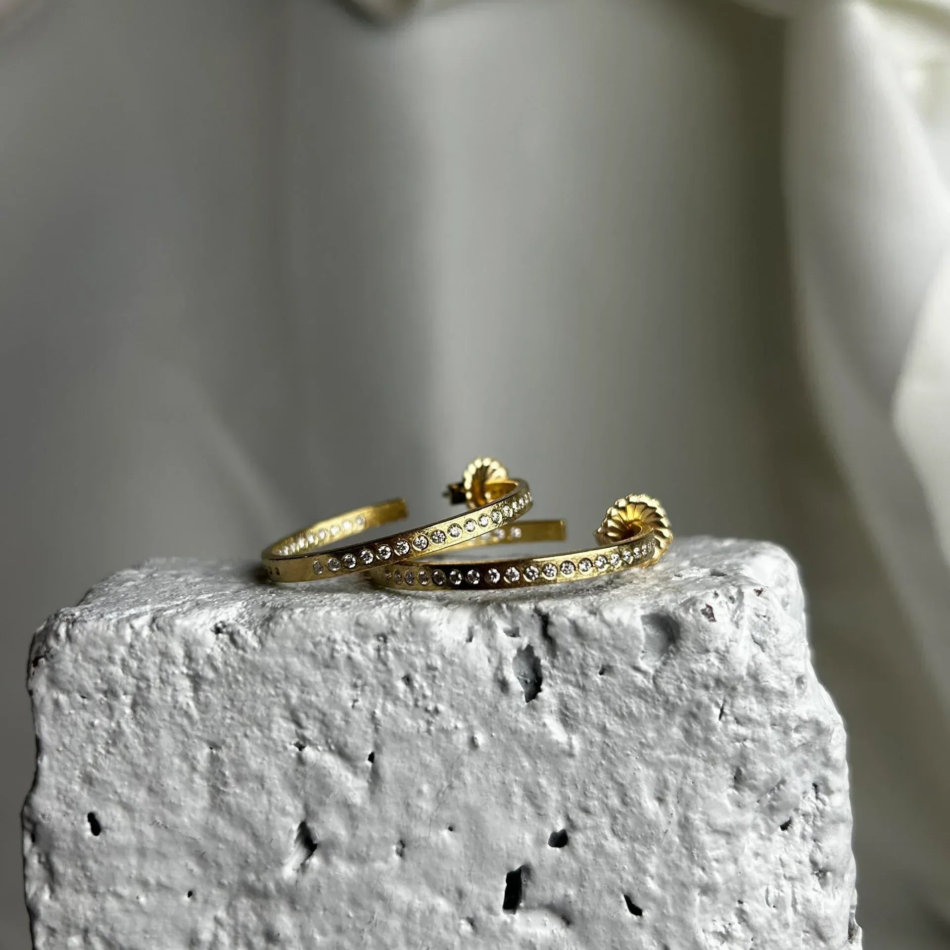 18 karat Yellow Gold and Diamond Hoop Earrings