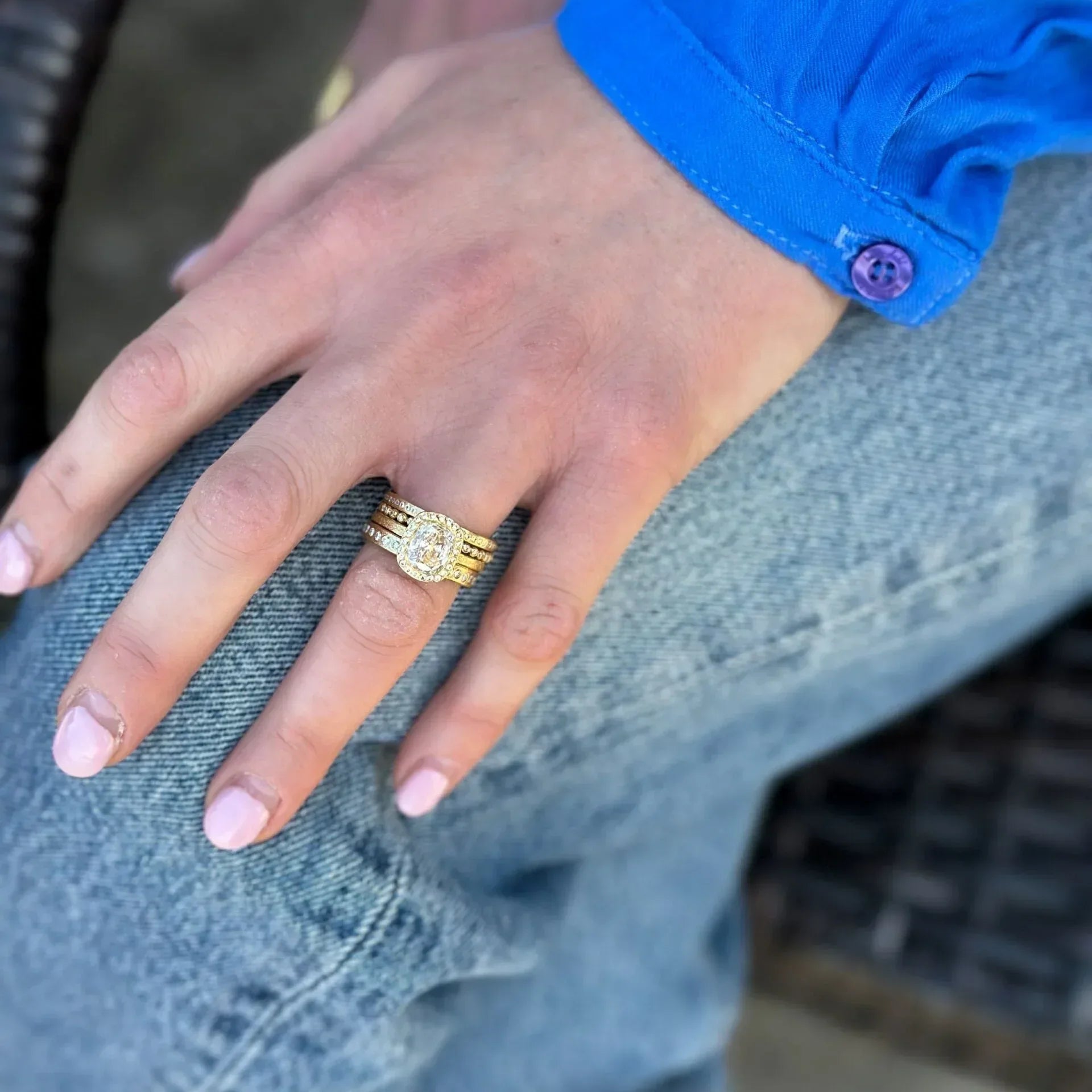 1.5 Cushion Cut Bezel Set Diamond Ring