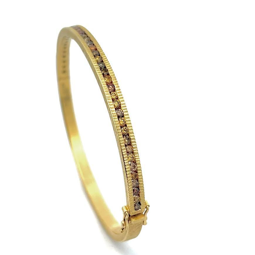 2mm Autumn Brilliant Diamond Hinged Gold Cuff