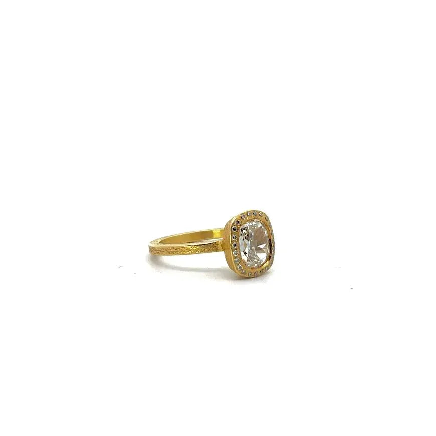 1.5 Cushion Cut Bezel Set Diamond Ring