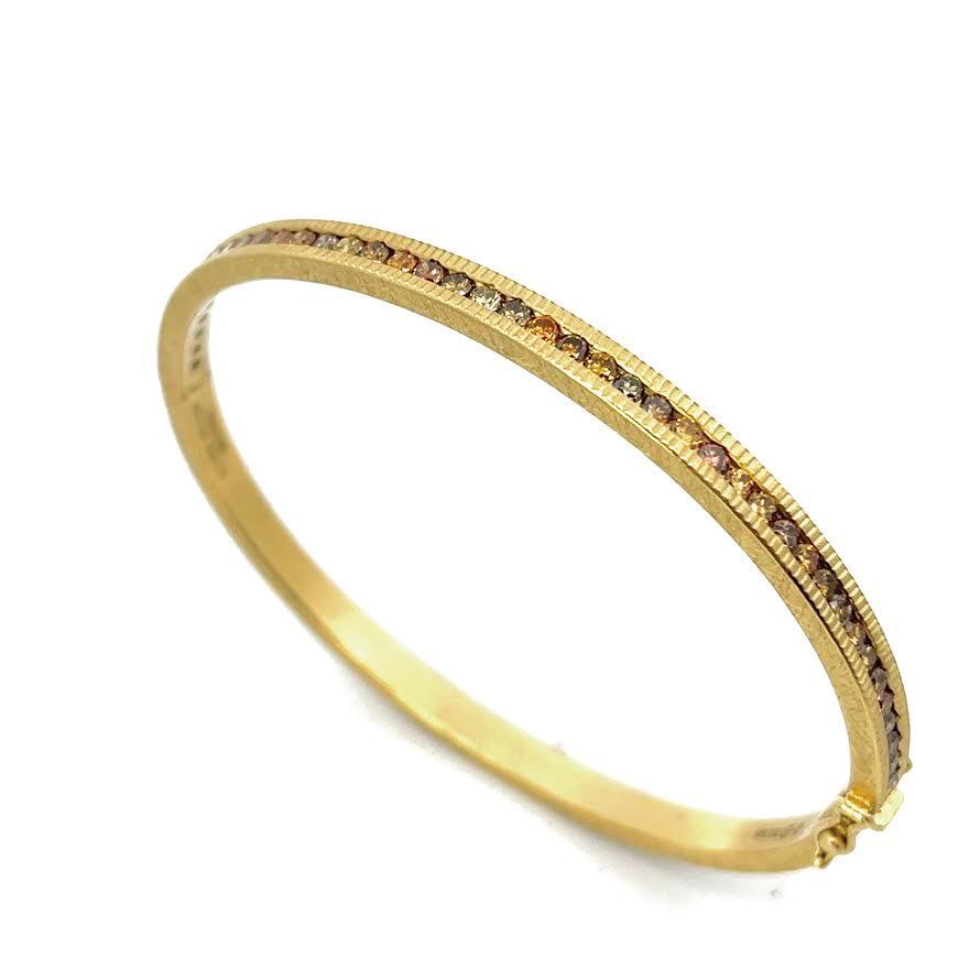 2mm Autumn Brilliant Diamond Hinged Gold Cuff