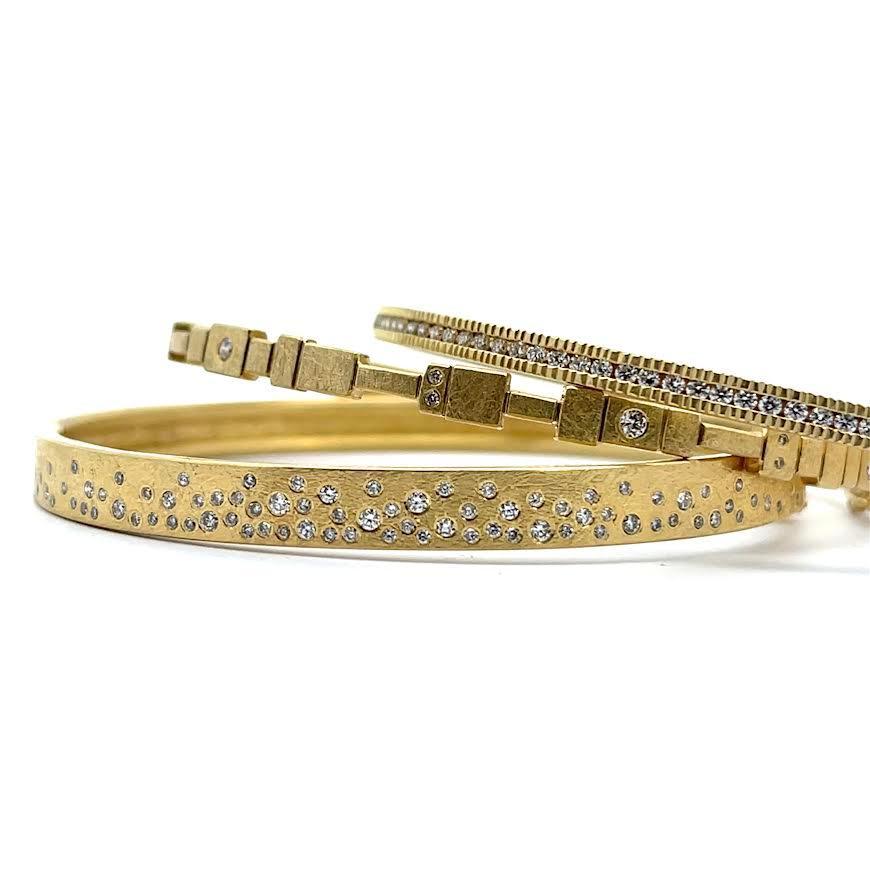 18 karat Yellow Gold and Diamond Hinge Cuff