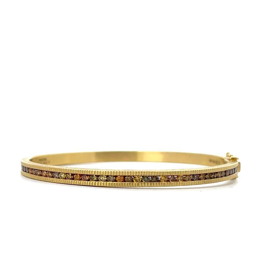 2mm Autumn Brilliant Diamond Hinged Gold Cuff