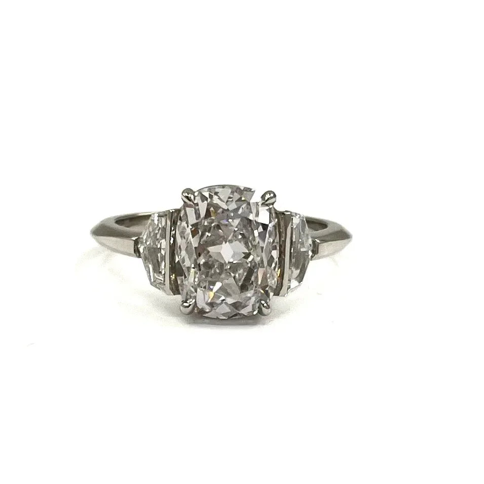 Three Stone 3.01 CT Cushion Diamond RIng