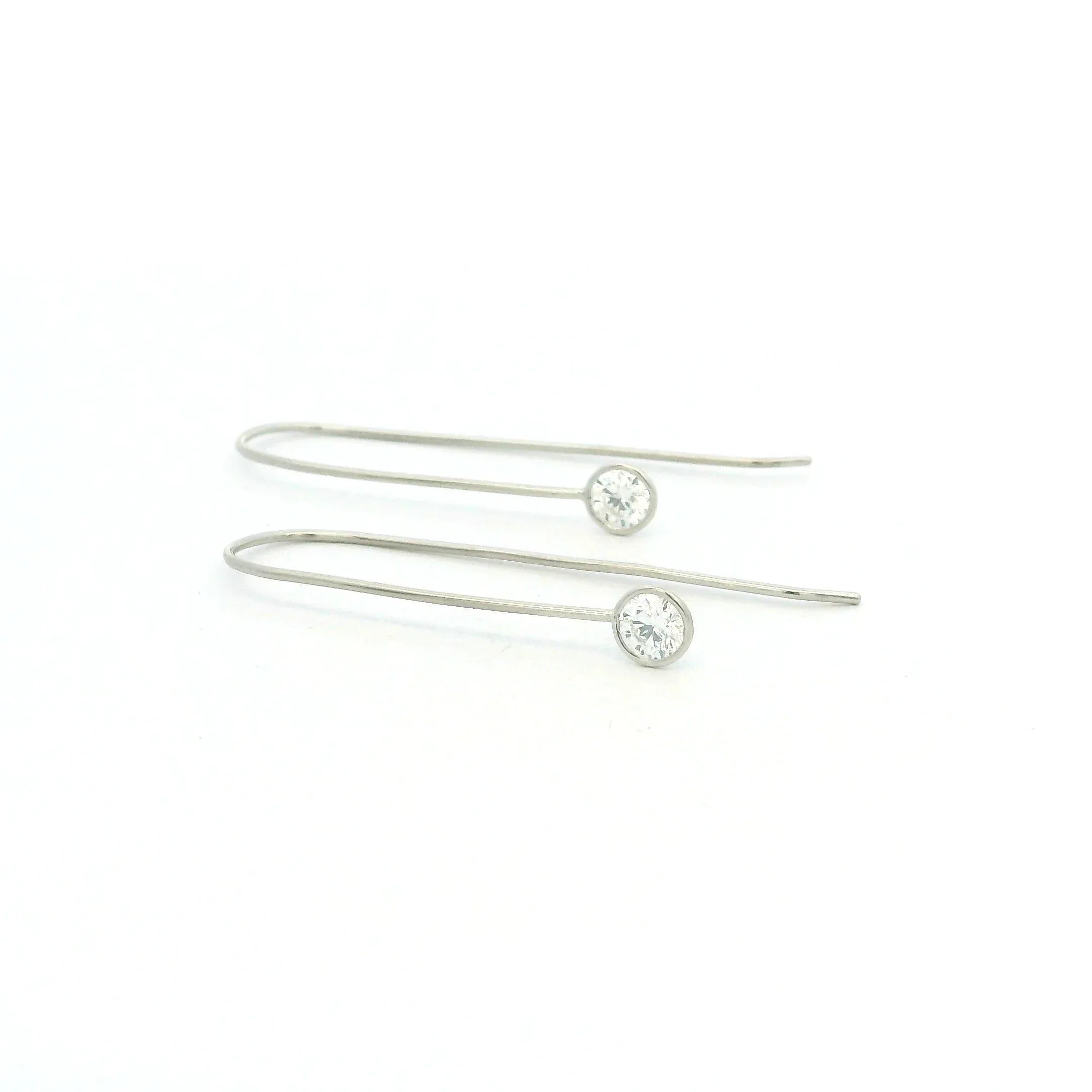 Platinum and Diamond Long Drop Earrings