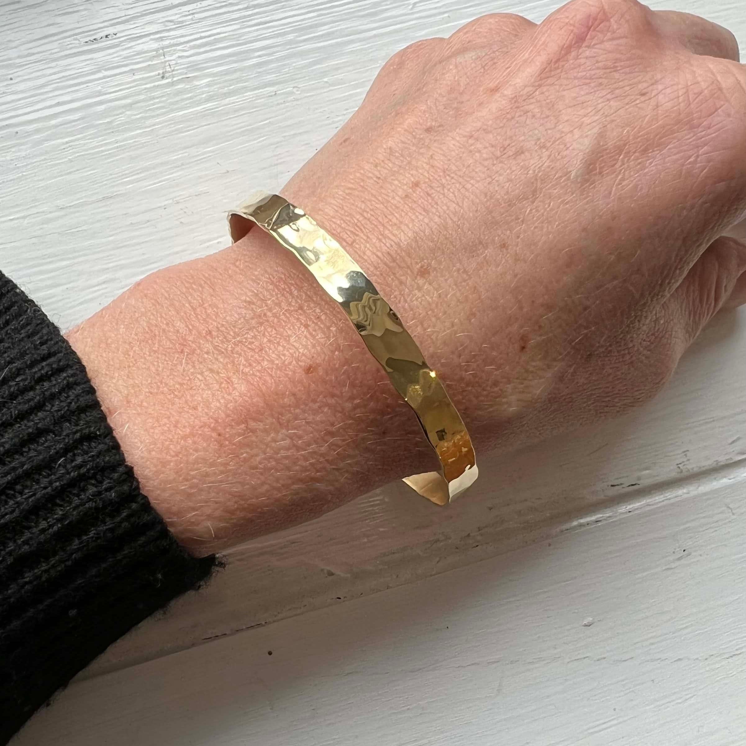 Yellow Gold Hammered Bangle