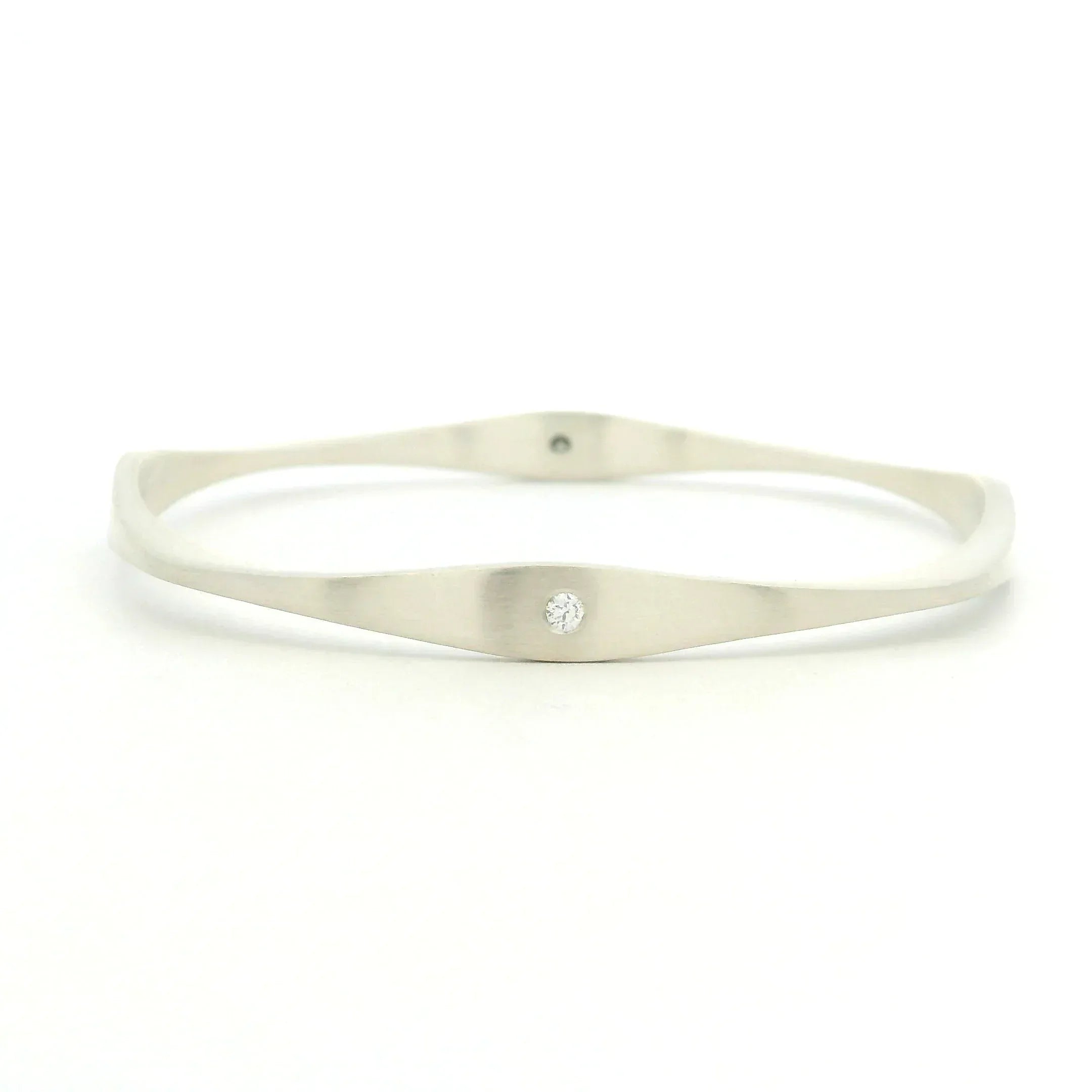 Sterling Silver Four-Sided Diamond Bangle
