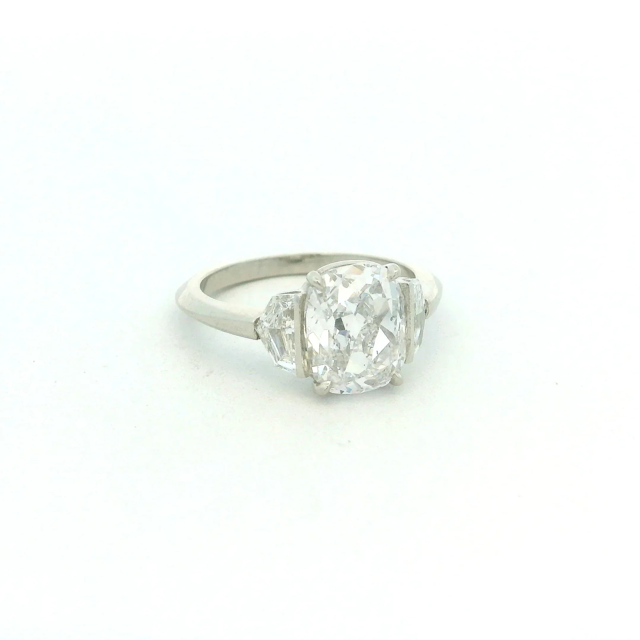 Three Stone 3.01 CT Cushion Diamond RIng
