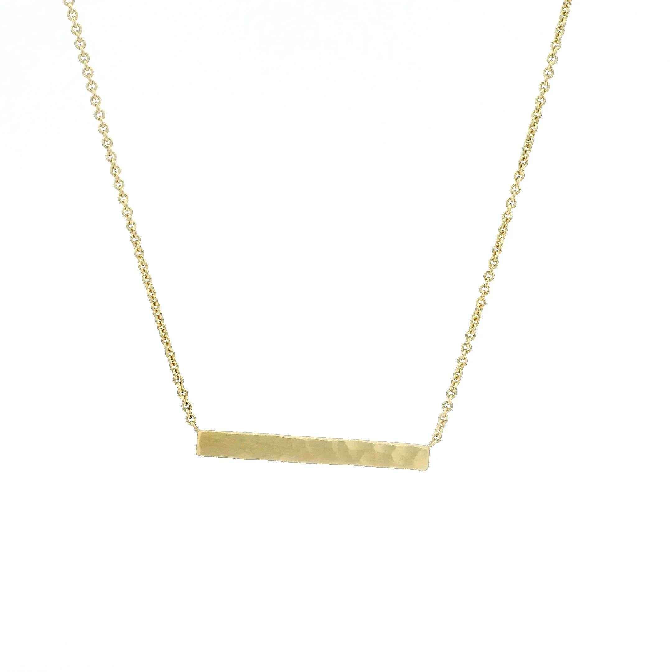 18 karat Yellow Gold Hammered Bar Necklace