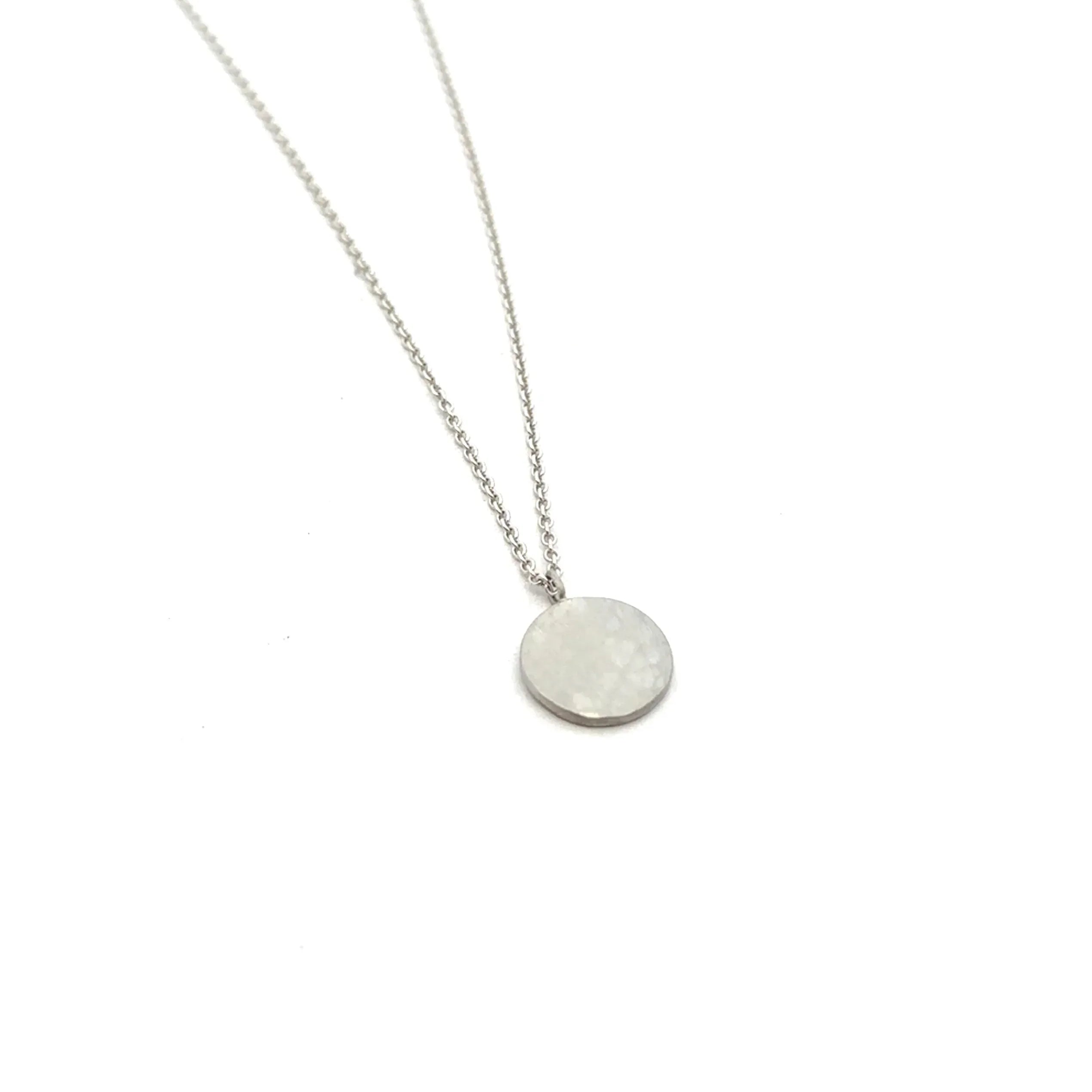 Platinum Hammered Disk Necklace