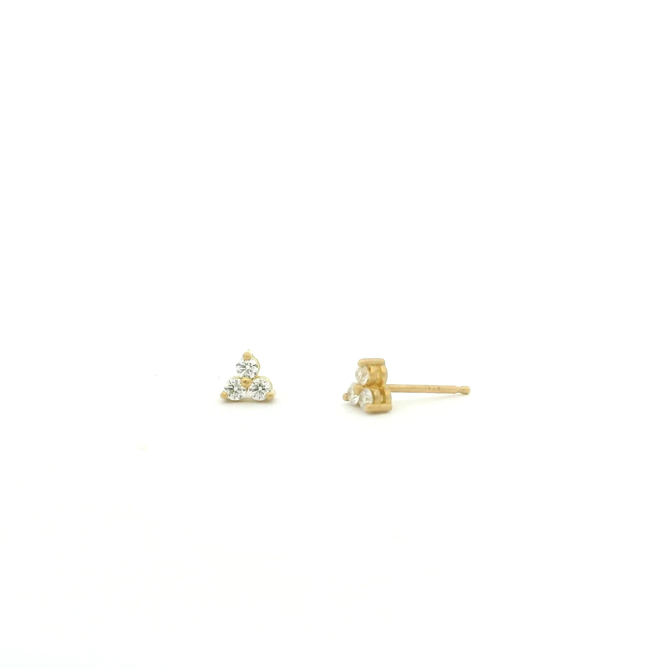 18 karat Yellow Gold and Diamond Triple Stud Earring, Large