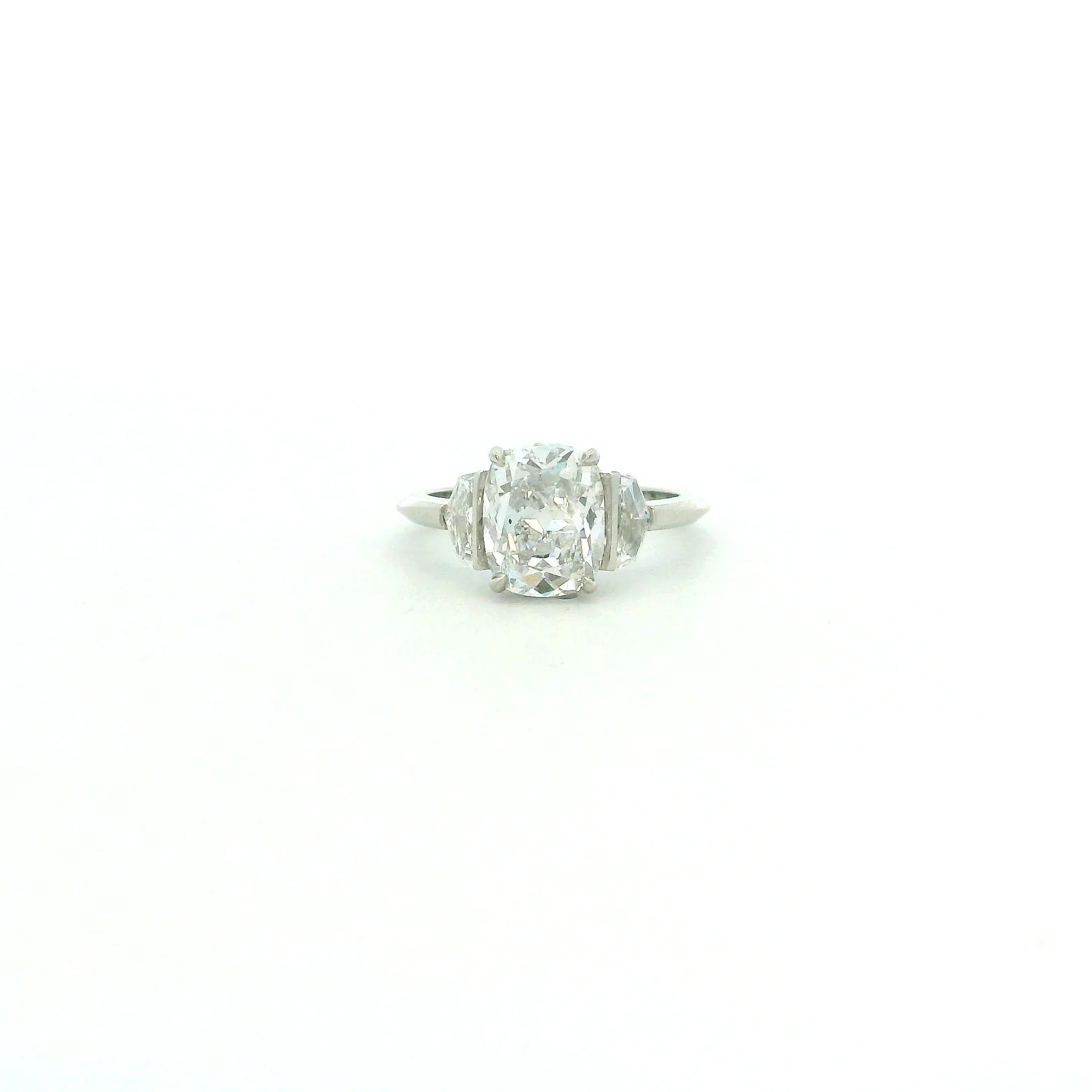 Three Stone 3.01 CT Cushion Diamond RIng