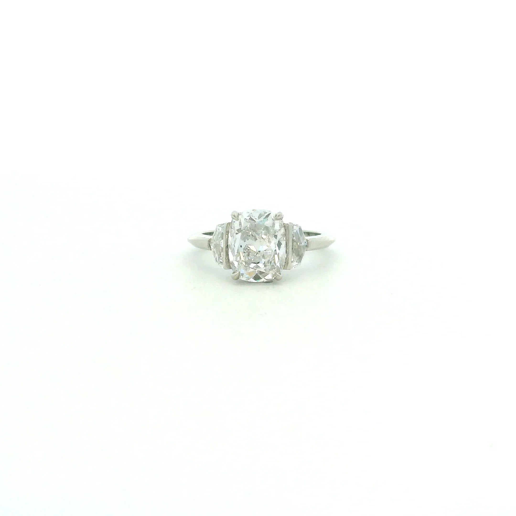 Three Stone 3.01 CT Cushion Diamond RIng