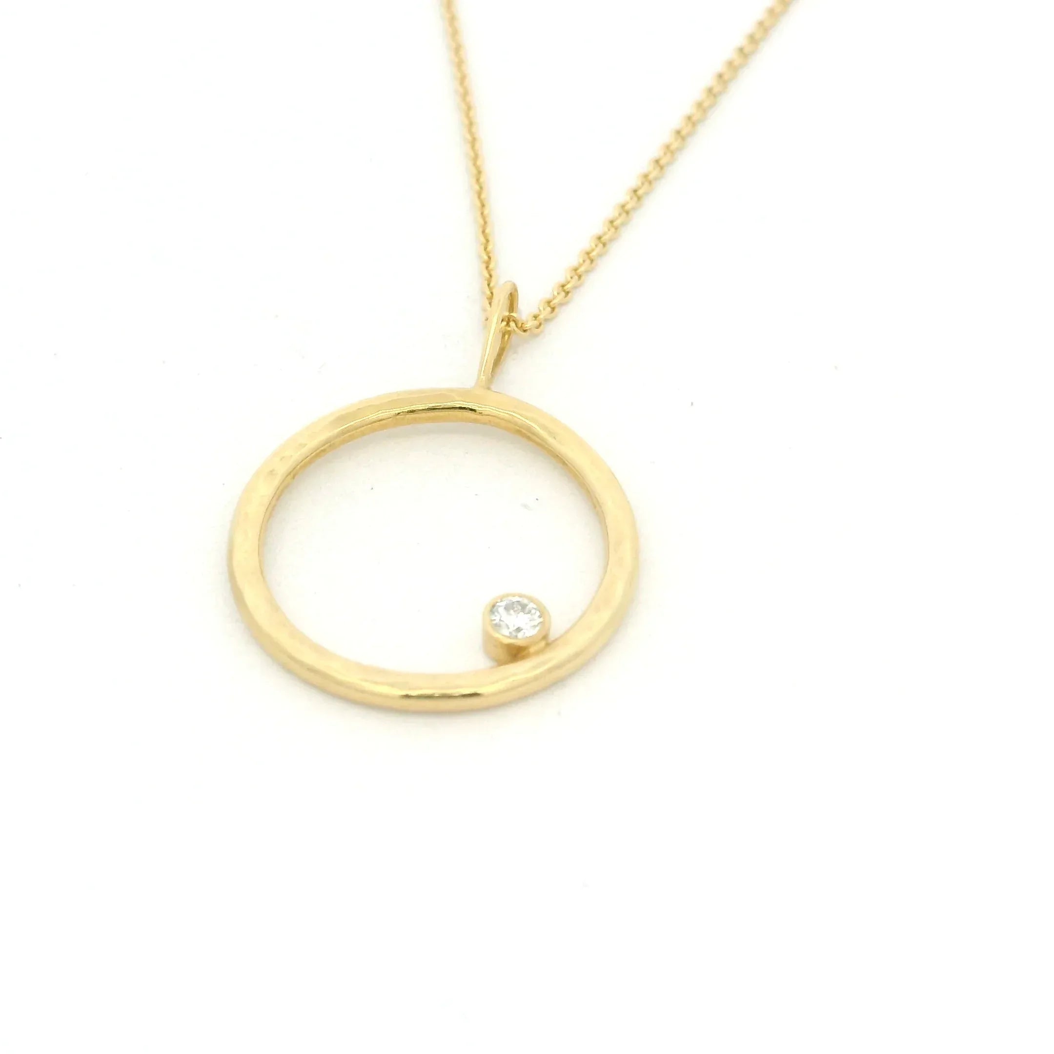 Yellow Gold and Diamond Open Circle Pendant
