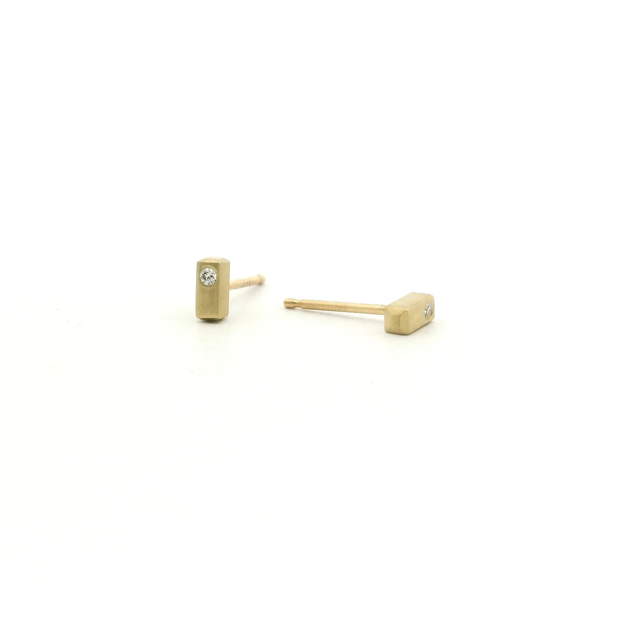 Yellow Gold Tiny Sticks with Diamonds