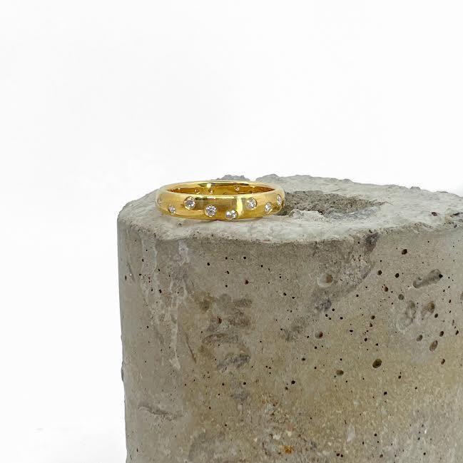 Yellow Gold and Diamond Scatter Band