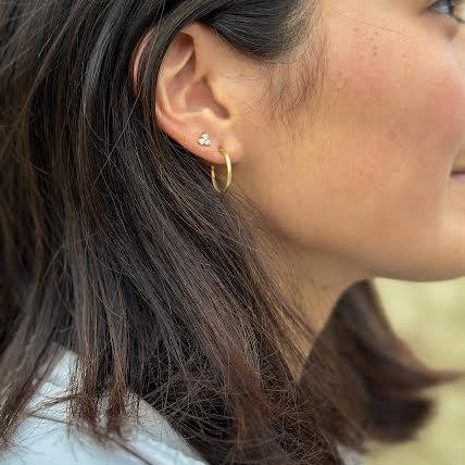 18 karat Yellow Gold and Diamond Triple Stud Earring, Large