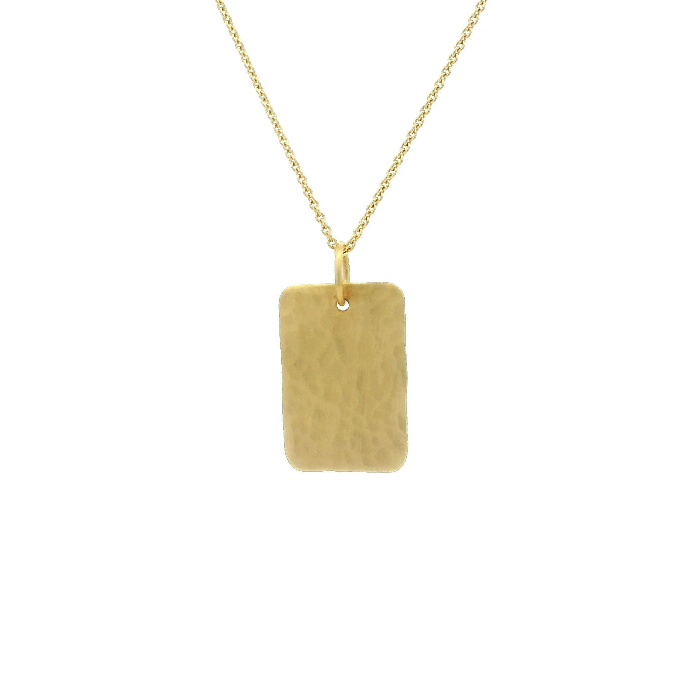18 karat Yellow Gold Hammered Tag Pendant