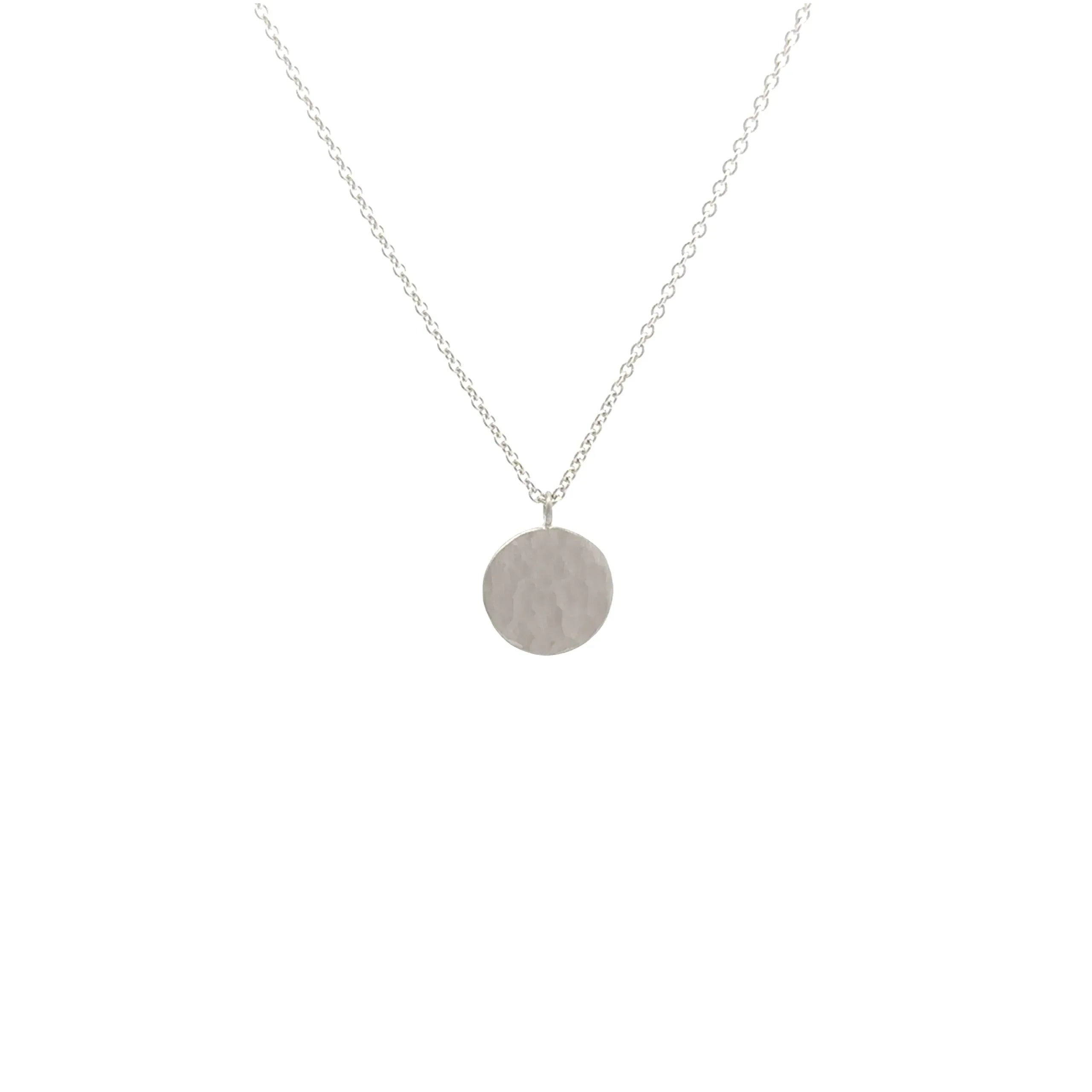 Platinum Hammered Disk Necklace