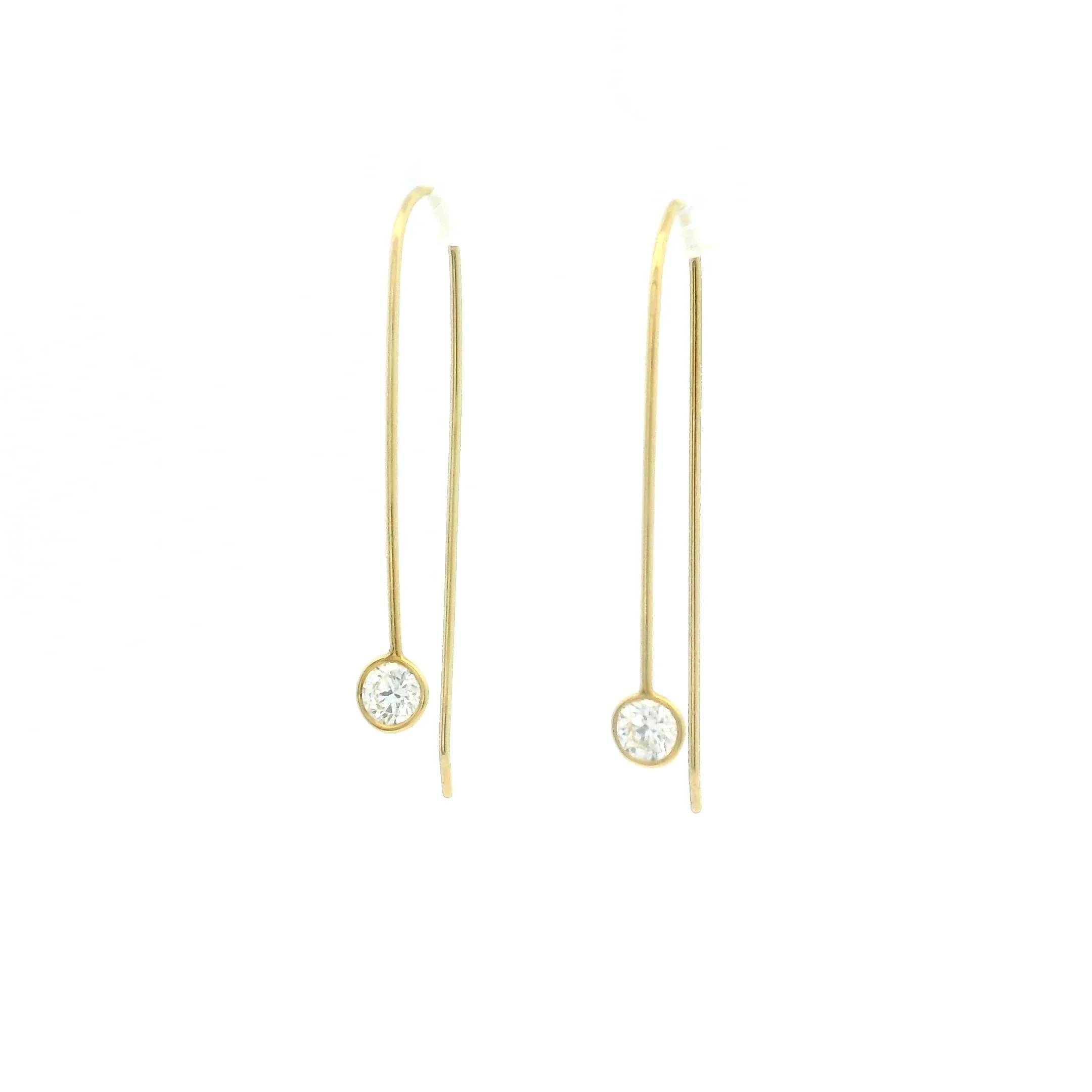 18 karat Yellow Gold and Diamond Long Drop Earrings