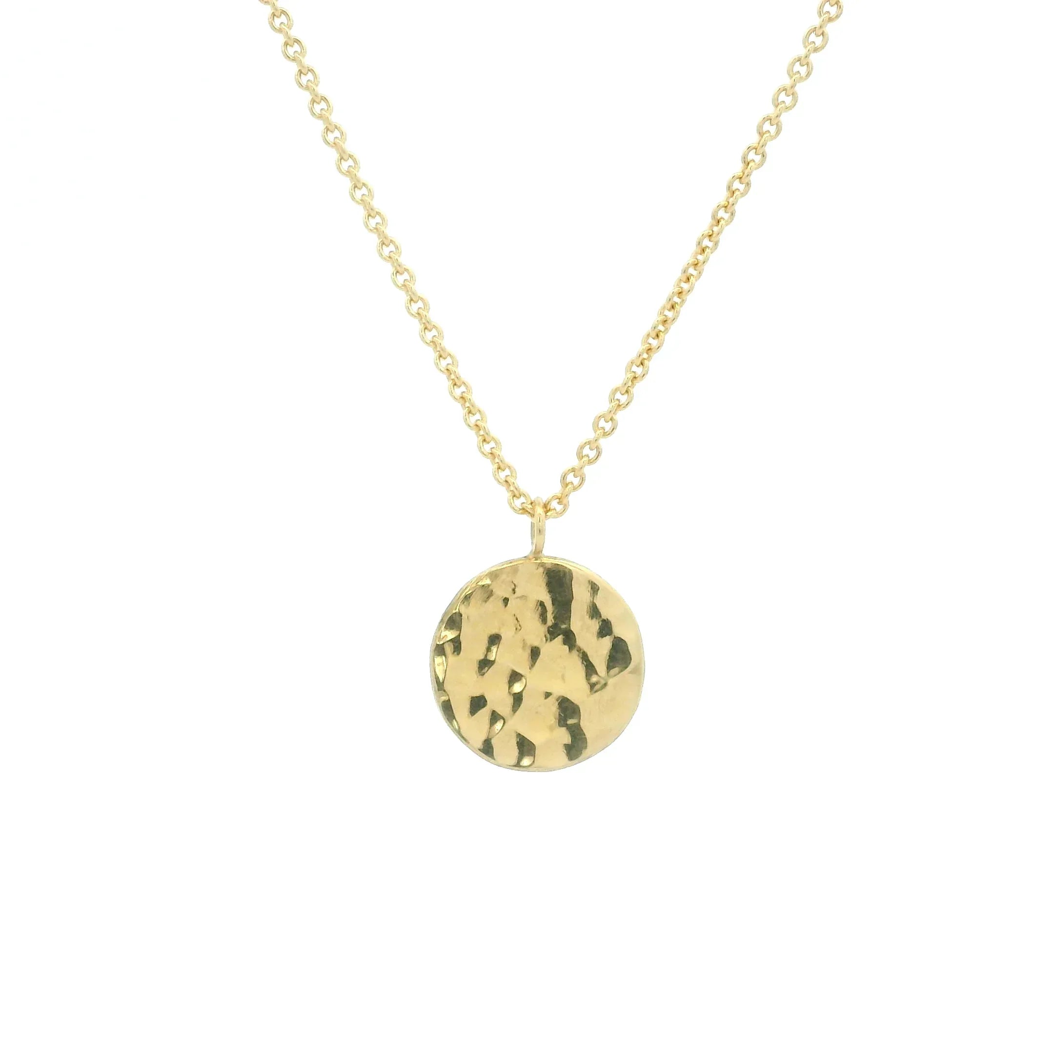 Yellow Gold Disc Pendant Necklace