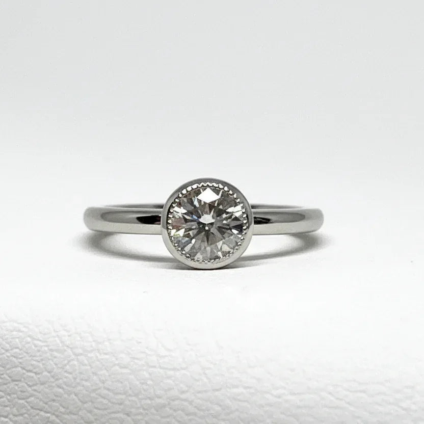 Platinum and Diamond Bezel-Set Engagement Ring