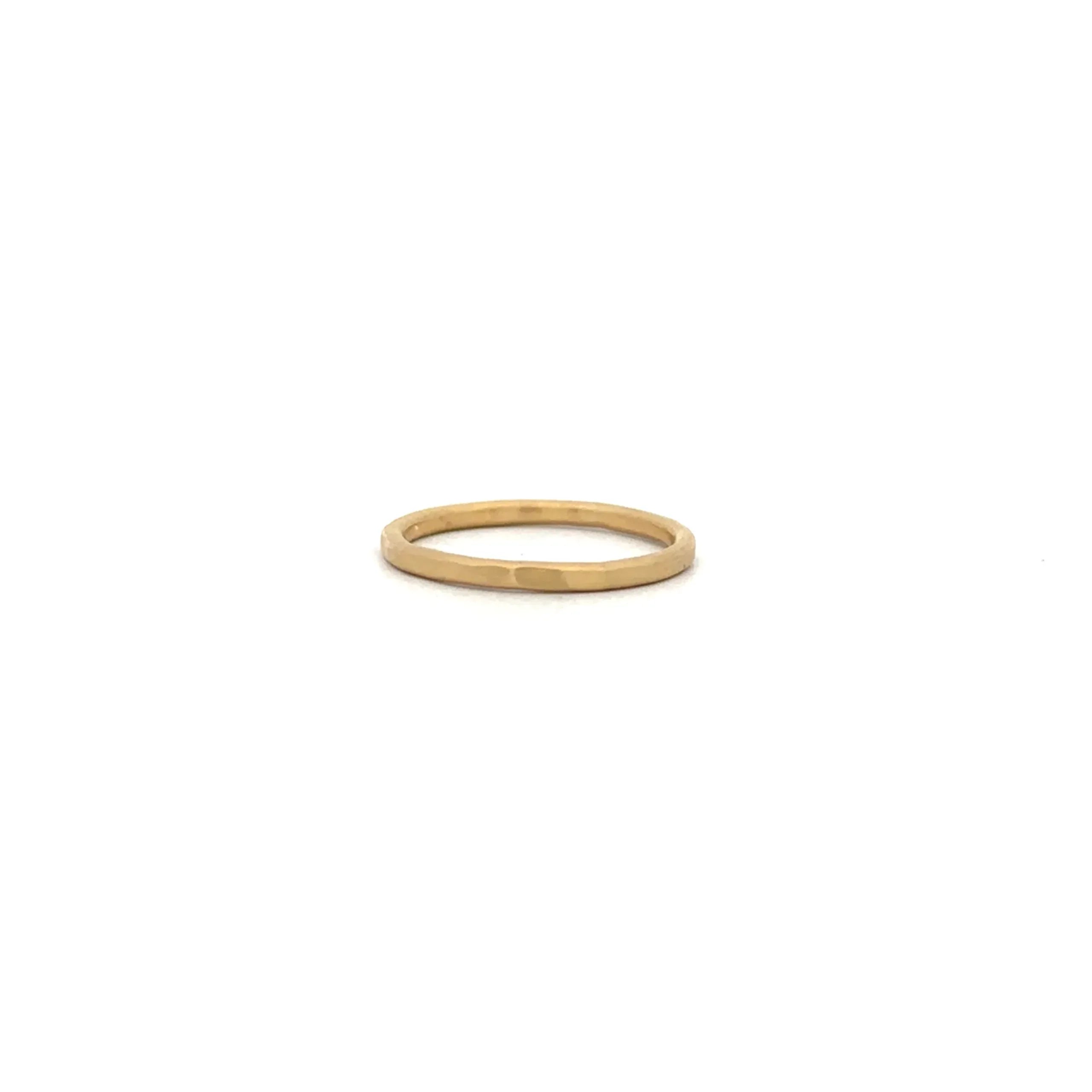 18 karat Yellow Gold Hammered Band, Satin