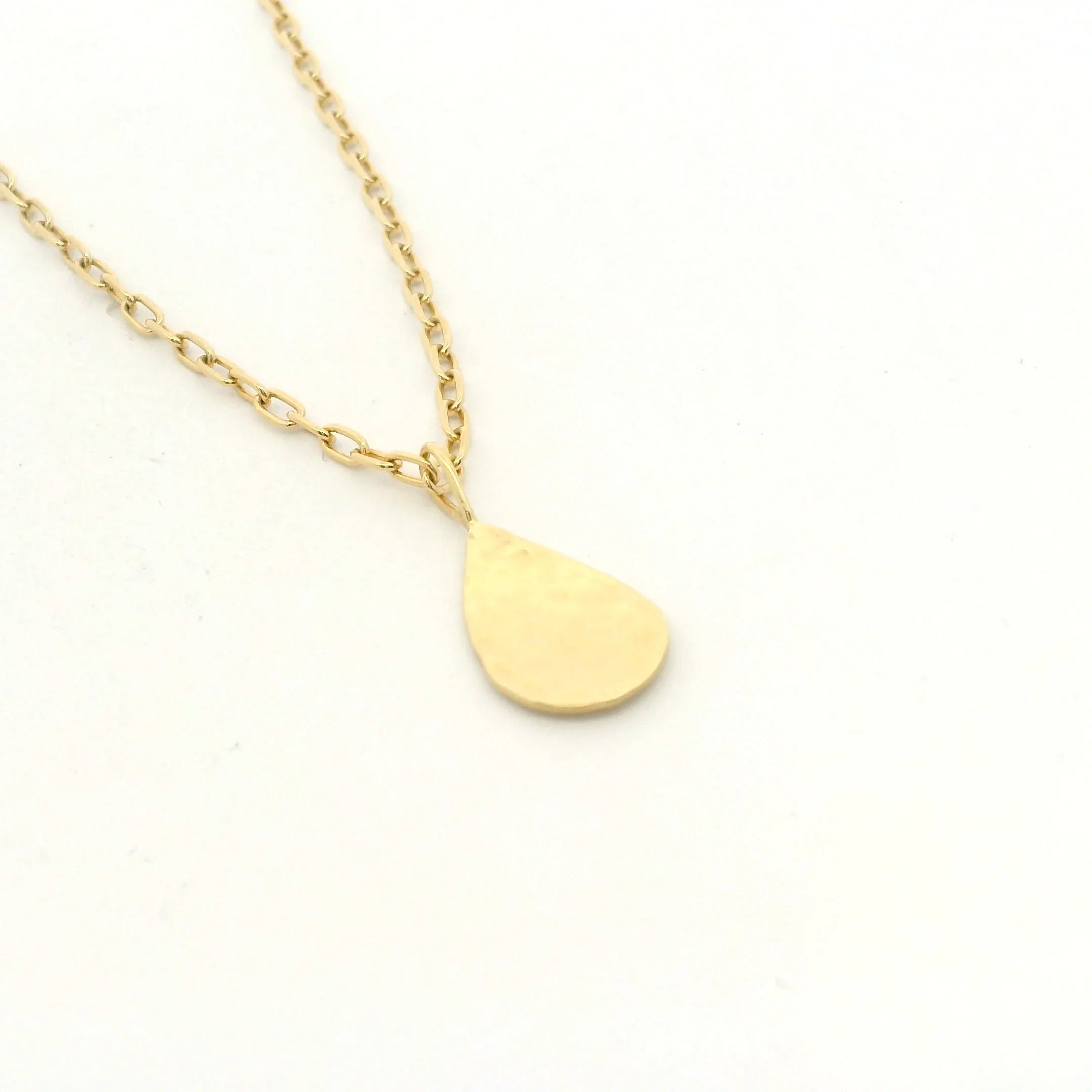 Yellow Gold Hammered Pear Pendant