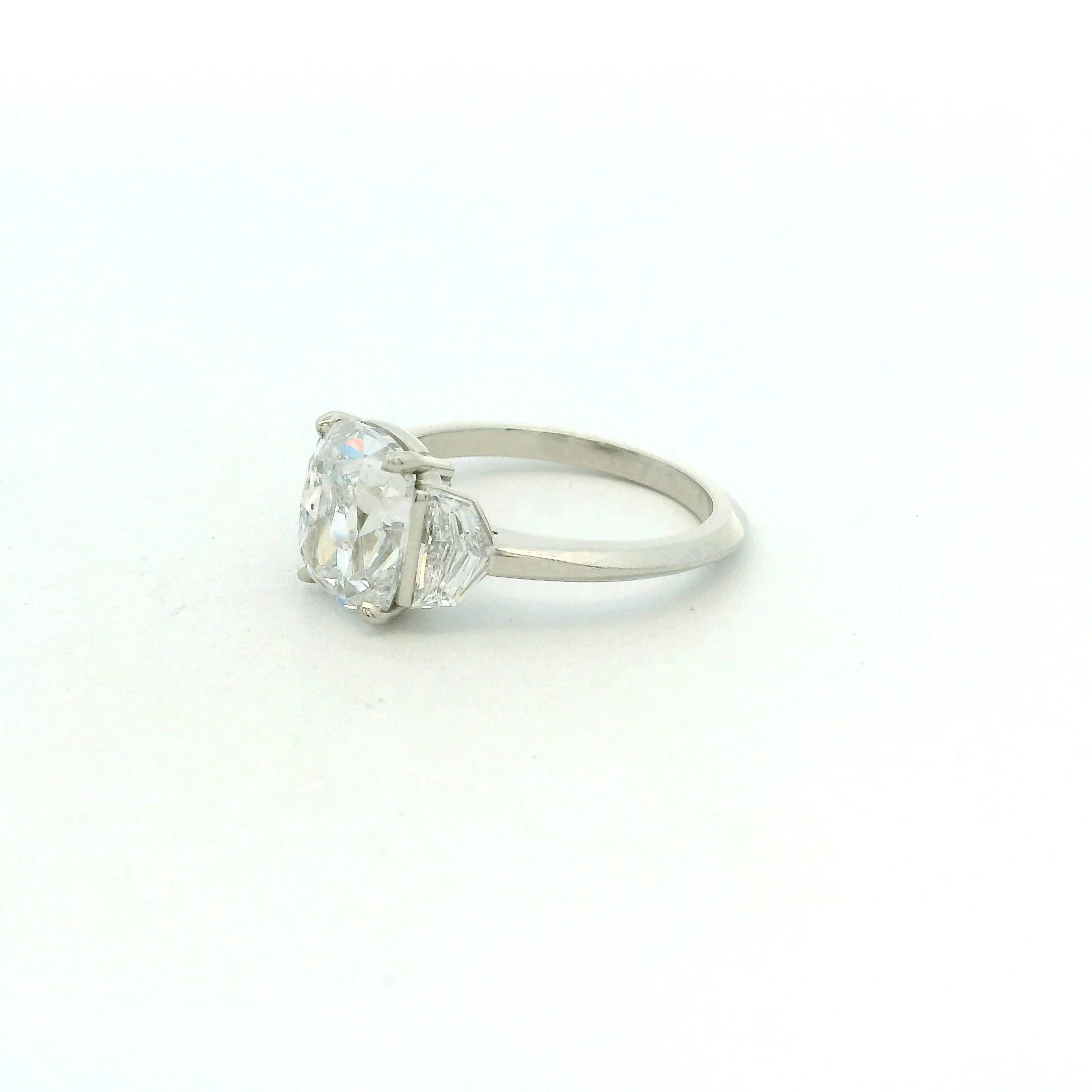 Three Stone 3.01 CT Cushion Diamond RIng