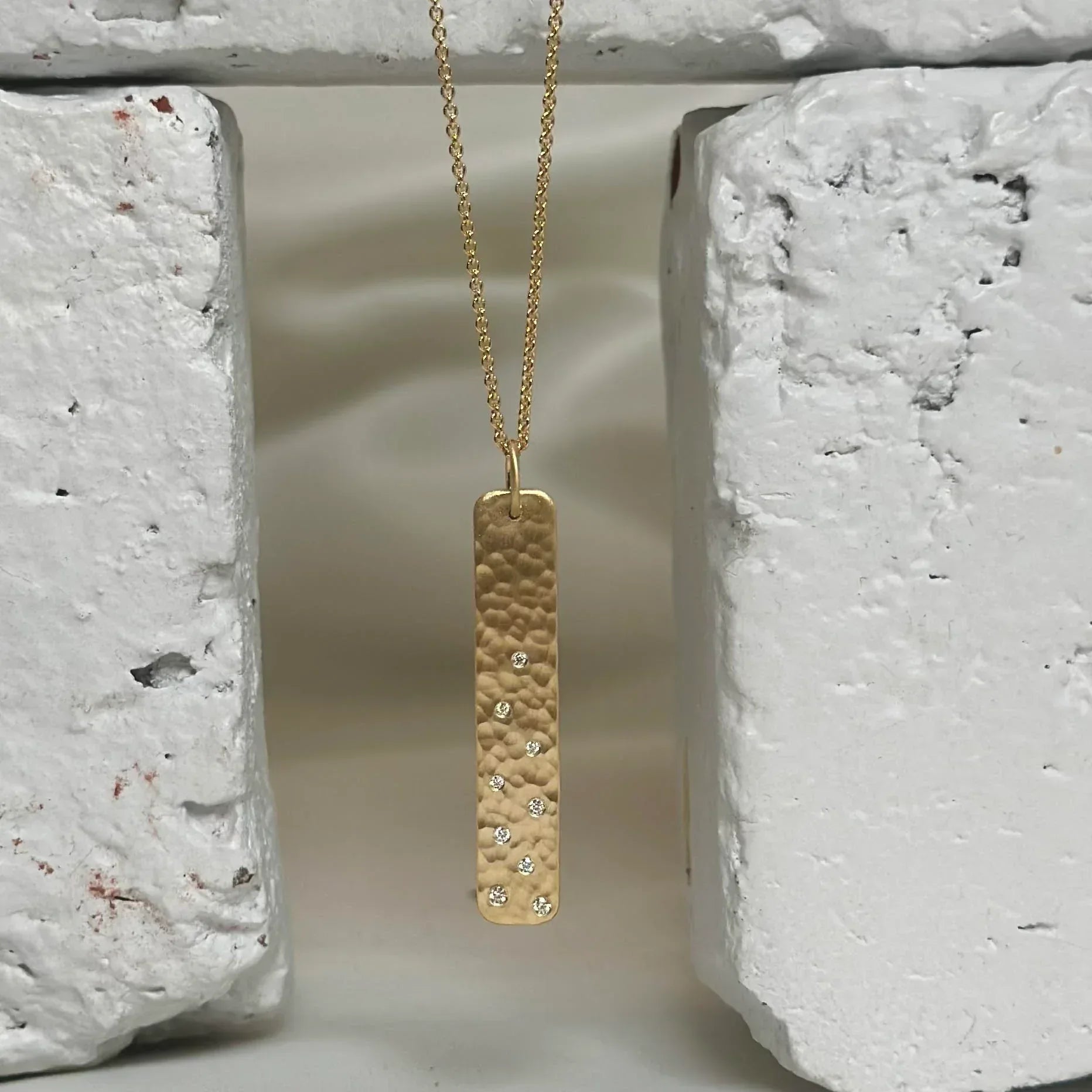 Yellow Gold and Diamond Elongated Tag