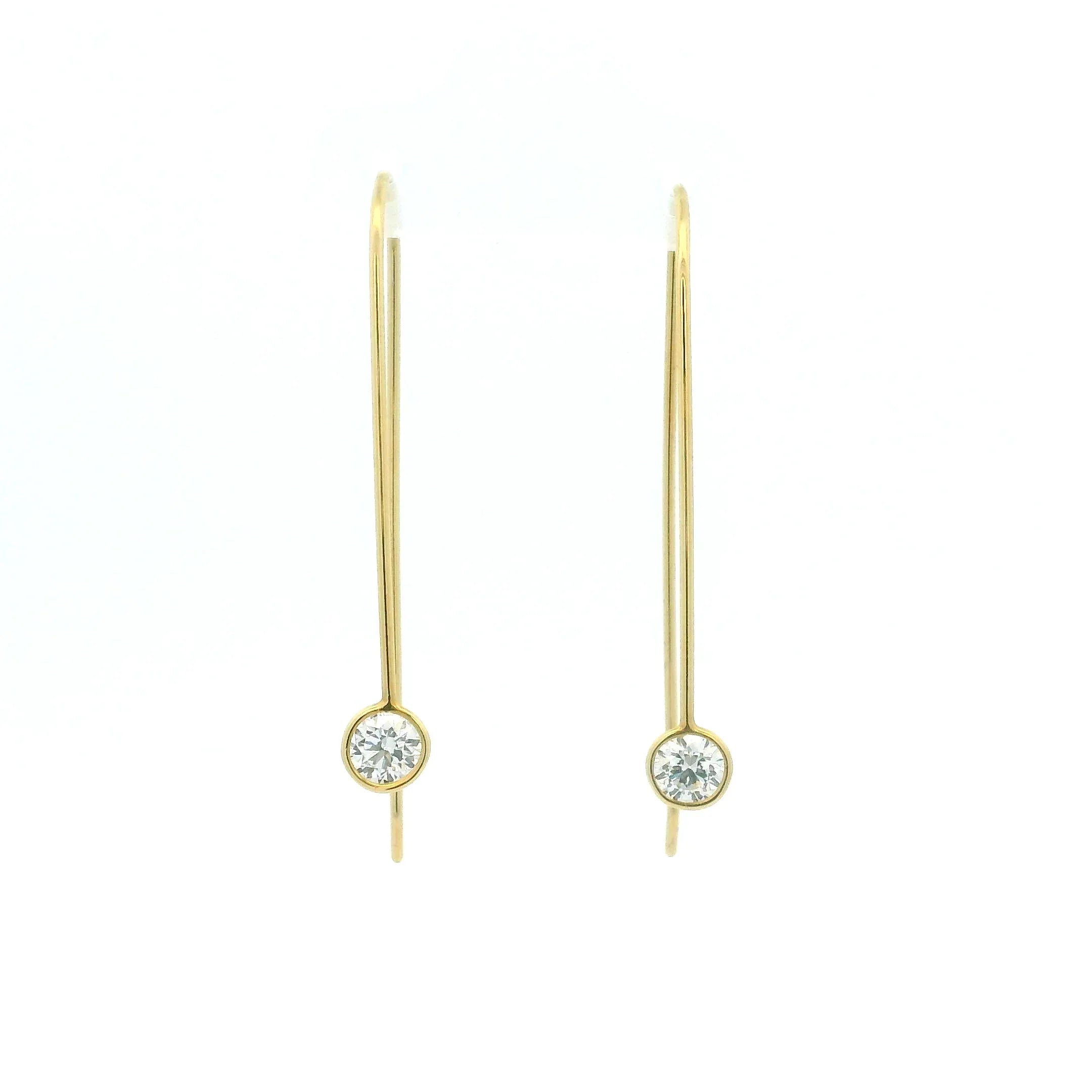 18 karat Yellow Gold and Diamond Long Drop Earrings