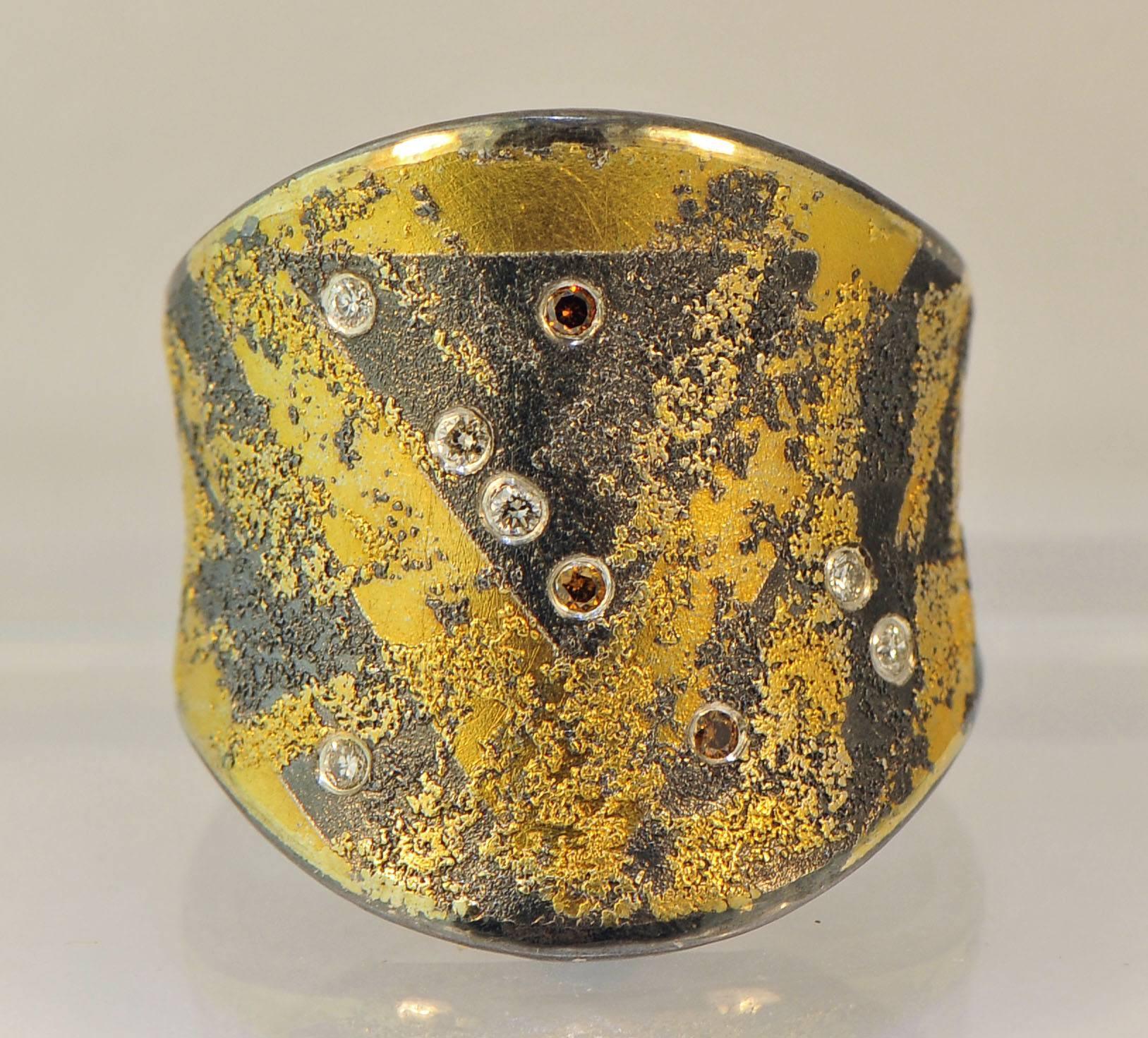 Zobel 24ky Oxidized sterling silver ring