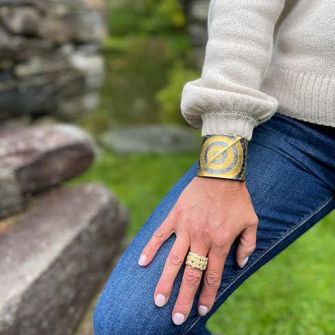 Bullseye Gold, Silver and Diamond Cuff