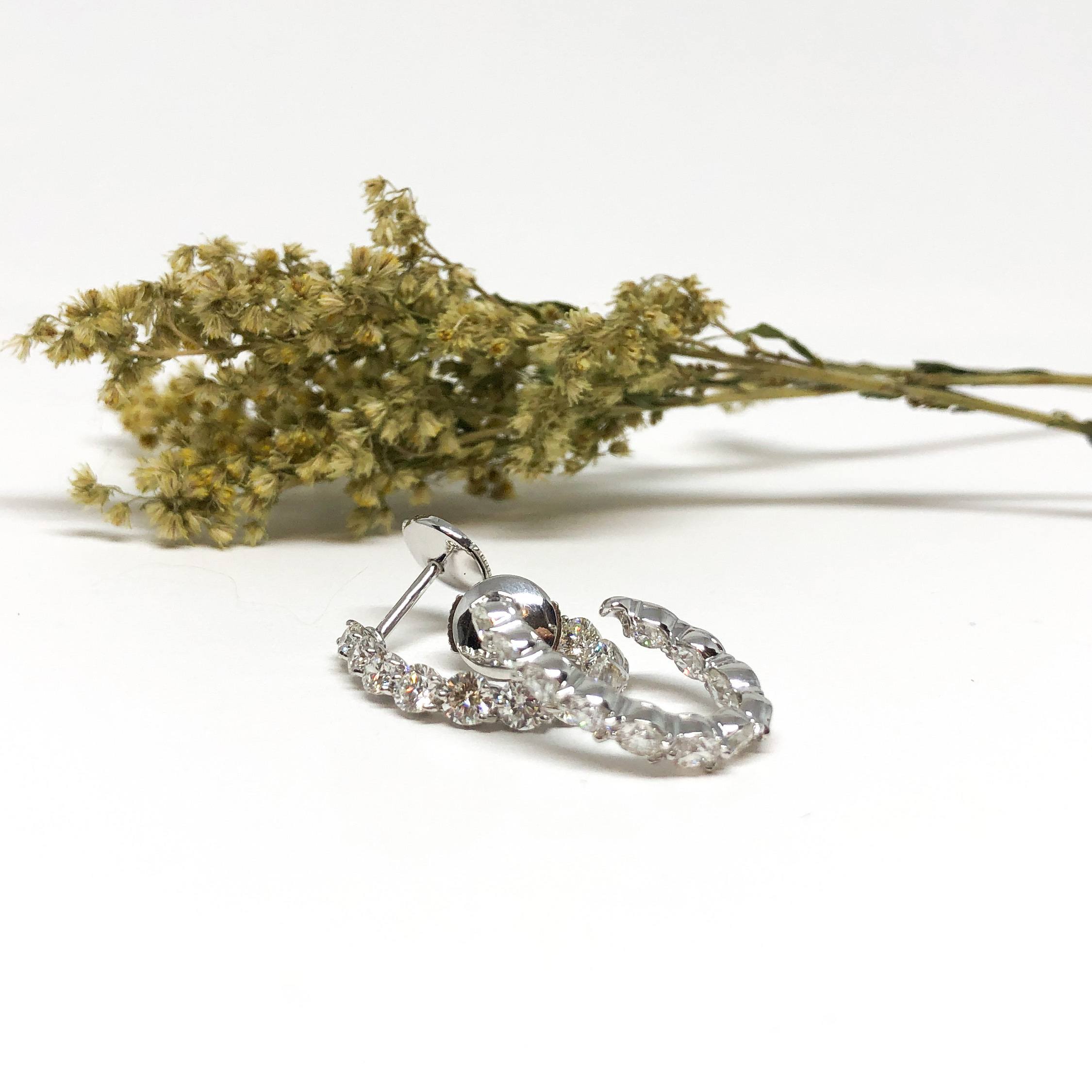Diamond Earrings with green plant