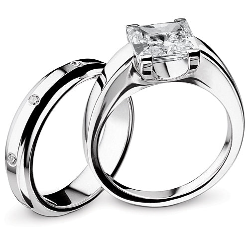 Michael Bondanza Platinum Engagement and wedding rings with diamonds
