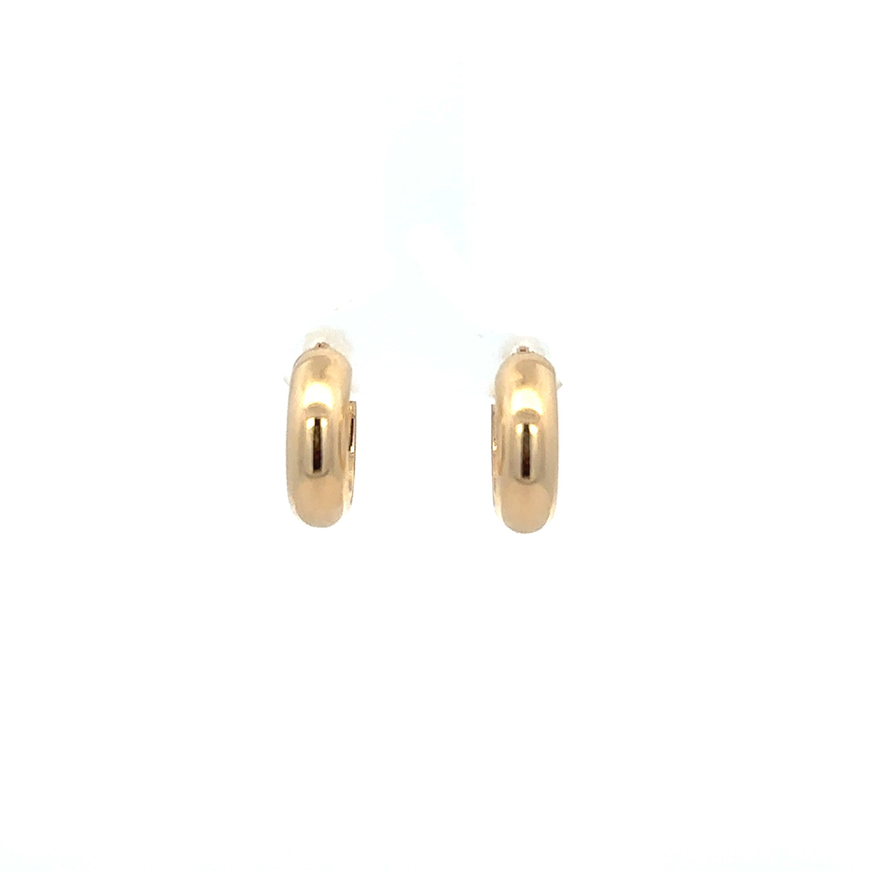 Pair of gold hoop earrings on a white background