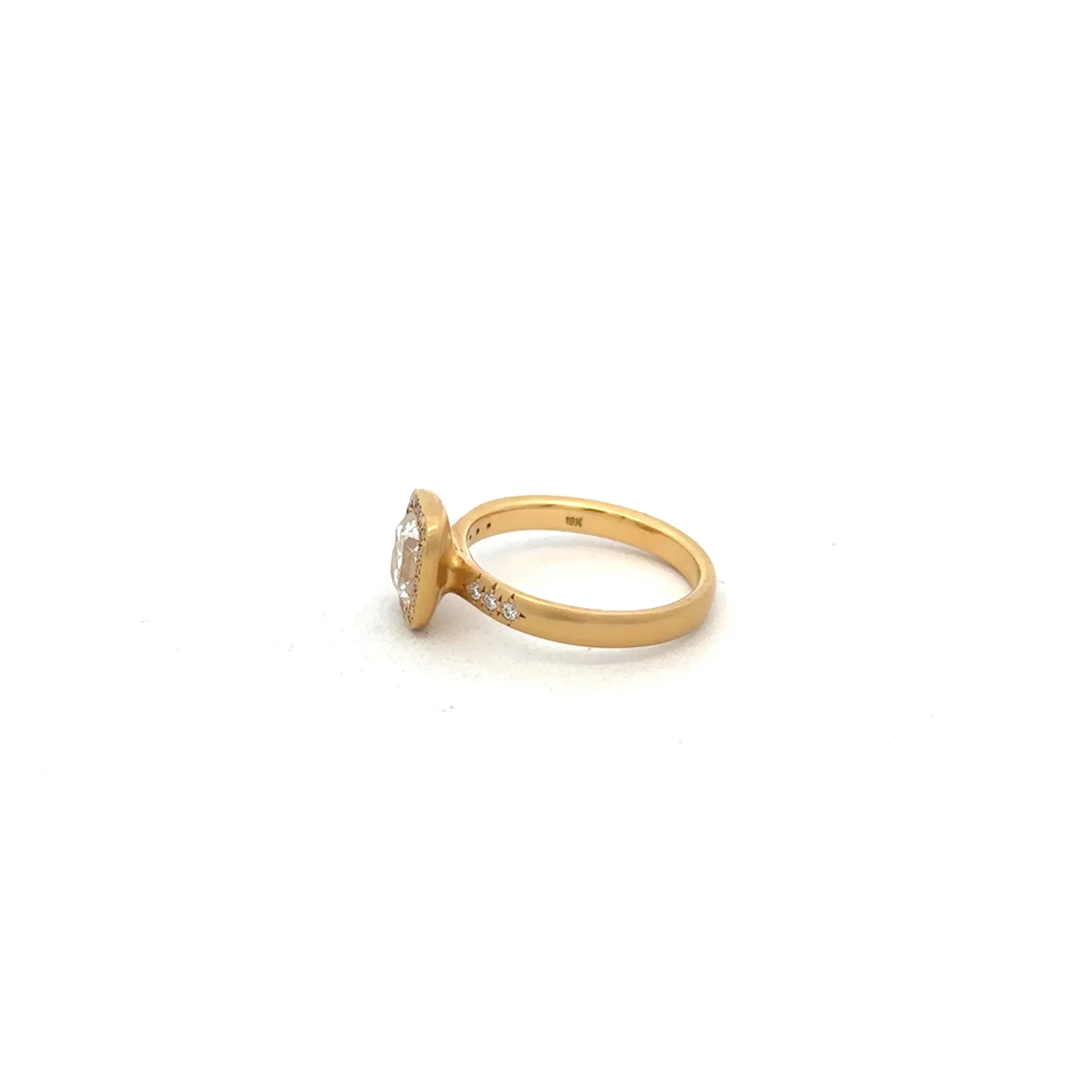 Yellow Gold 1.34 CT Cushion Cut Diamond Ring