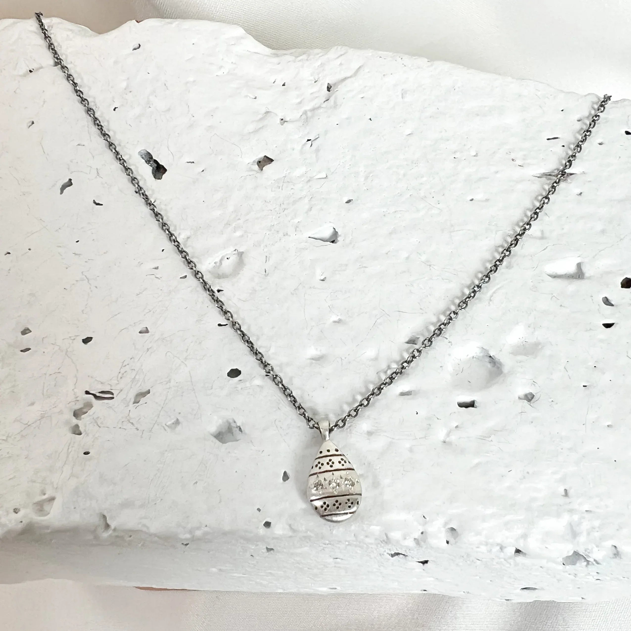 Sterling silver and diamond Nomad Drop Pendant