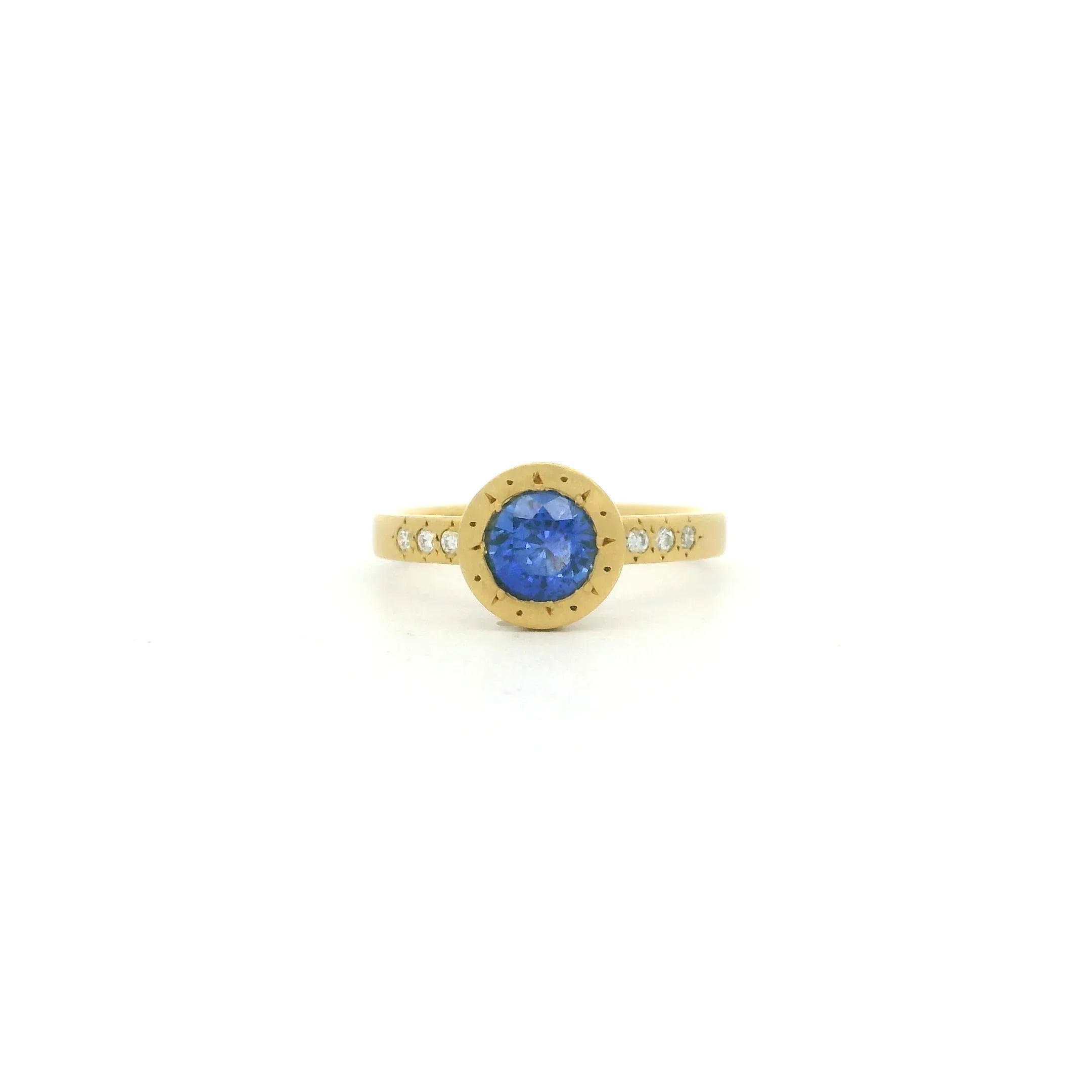 Yellow Gold and Blue Sapphire Ring