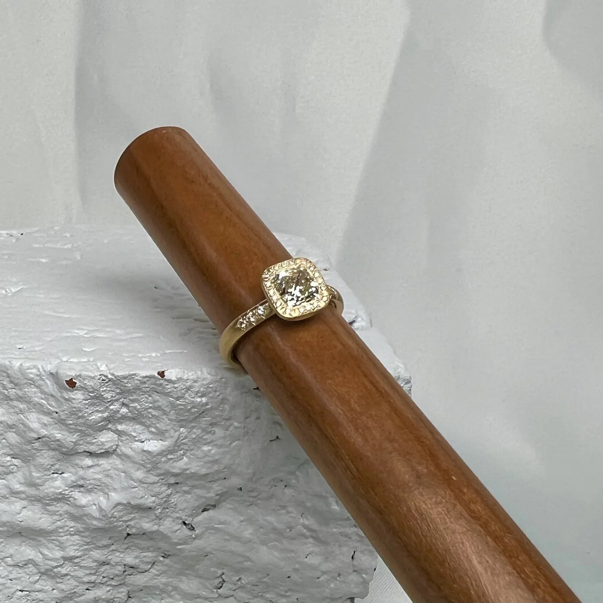 Yellow Gold 1.34 CT Cushion Cut Diamond Ring