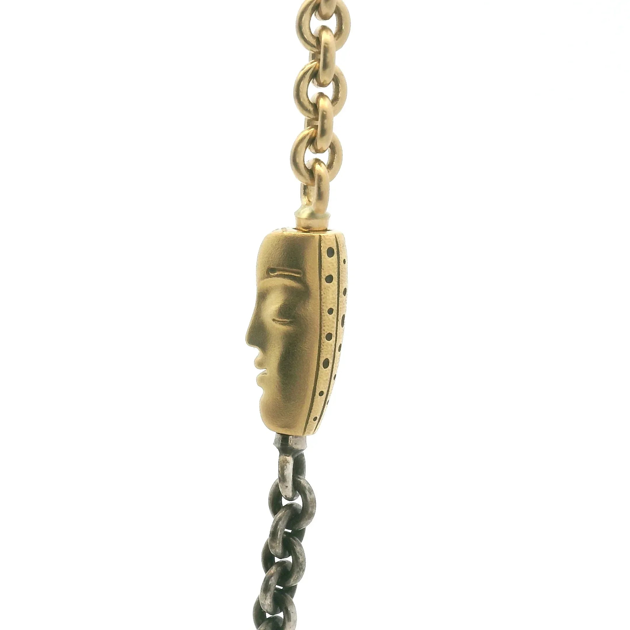 Yellow Gold and Oxidized Silver Cable Vario Chain
