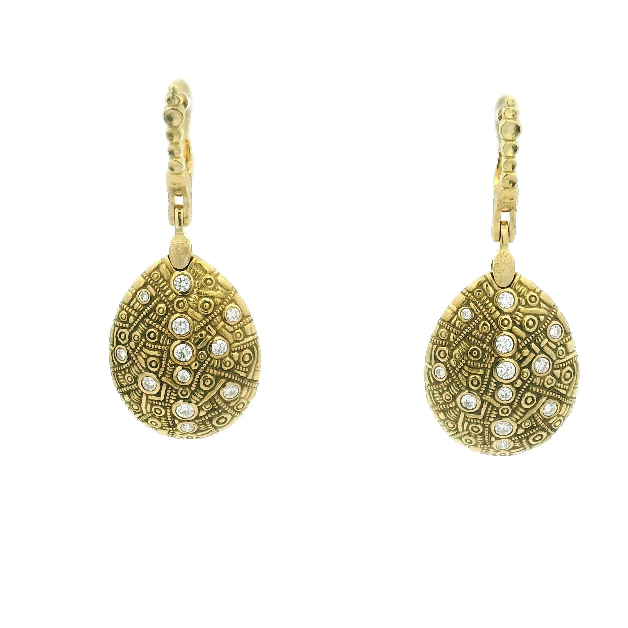 Yellow Gold and Diamond Tear Drop Earrings