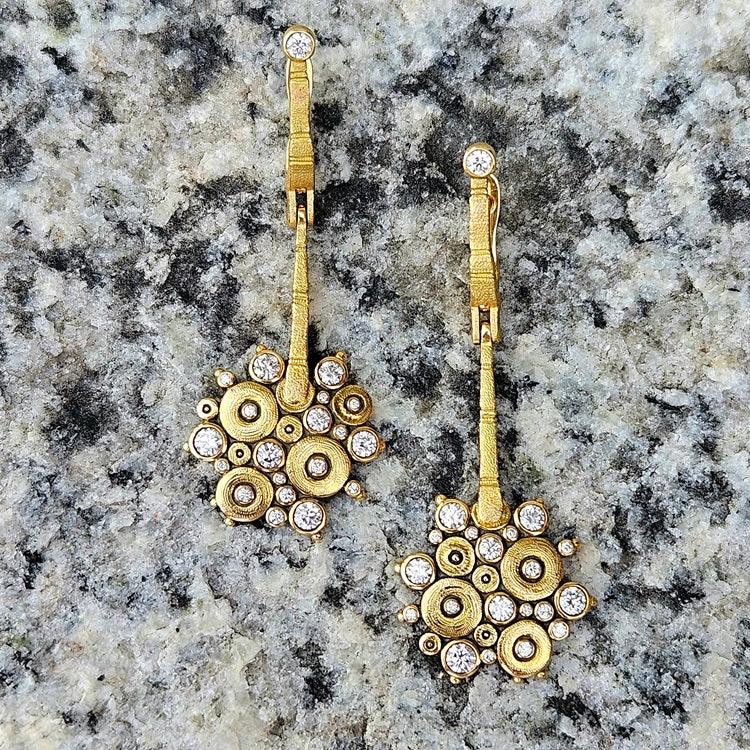 Yellow Gold and Diamond Ocean Earrings
