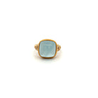 Yellow Gold Milky Aquamarine Cabochon Ring