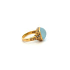 Yellow Gold Milky Aquamarine Cabochon Ring