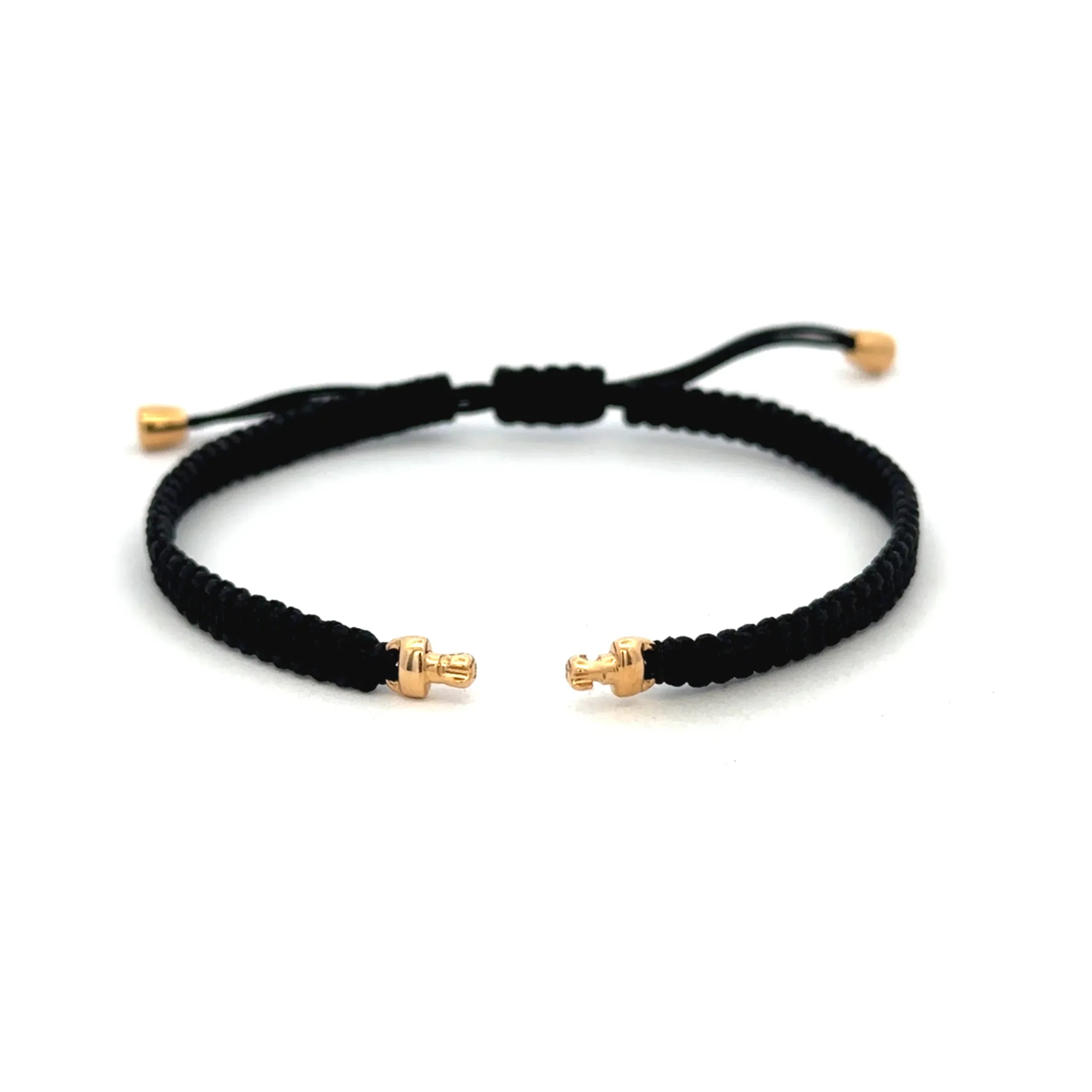 18 karat Yellow Gold and Black Macrame Bracelet