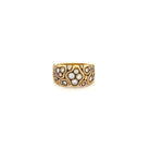 Yellow gold and diamond ring on a white background